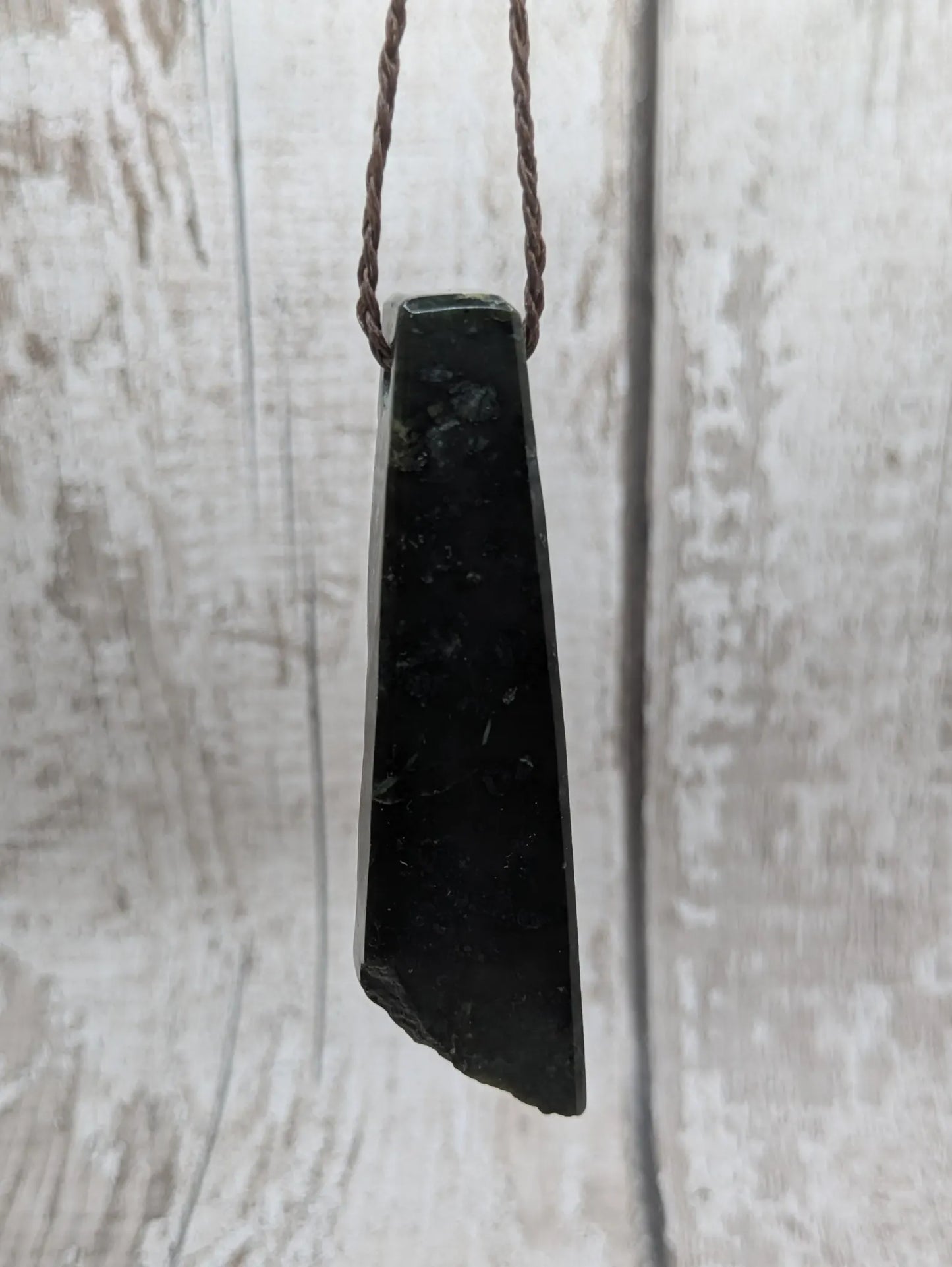 New Zealand Pounamu (Nephrite Jade) Raw Adze-Style Pendant – Live Edge Greenstone