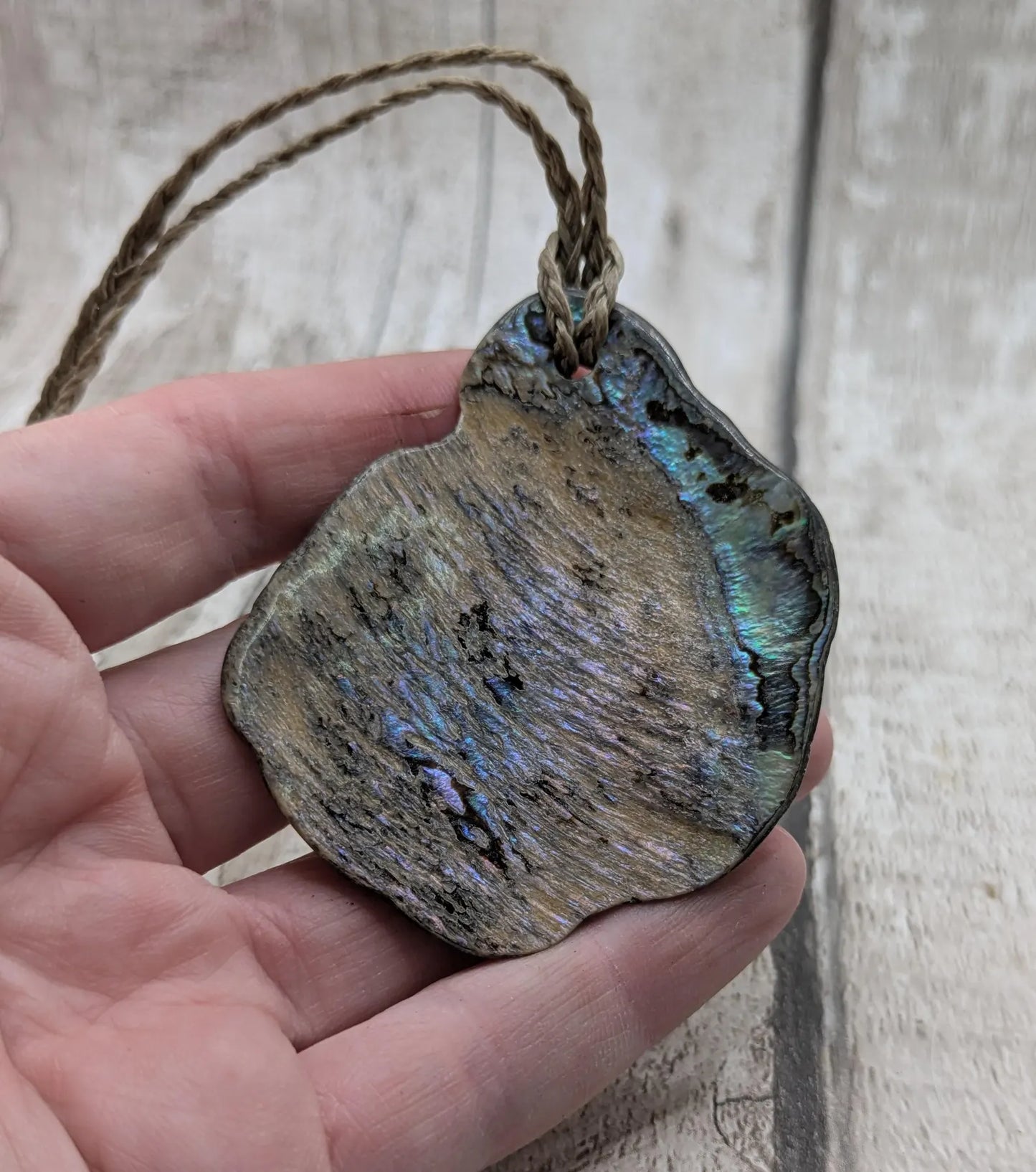 Large Freeform NZ Pāua Shell Pendant – Iridescent Abalone Statement Necklace, Natural statement Beach Jewellery.