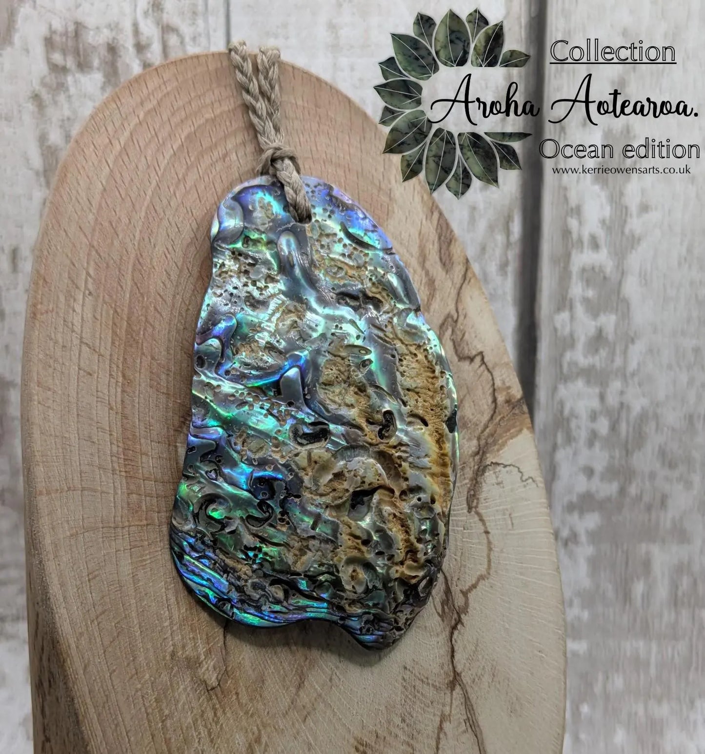 Large Freeform NZ Pāua Shell Pendant – Iridescent Abalone Statement Necklace, Natural statement Beach Jewellery.