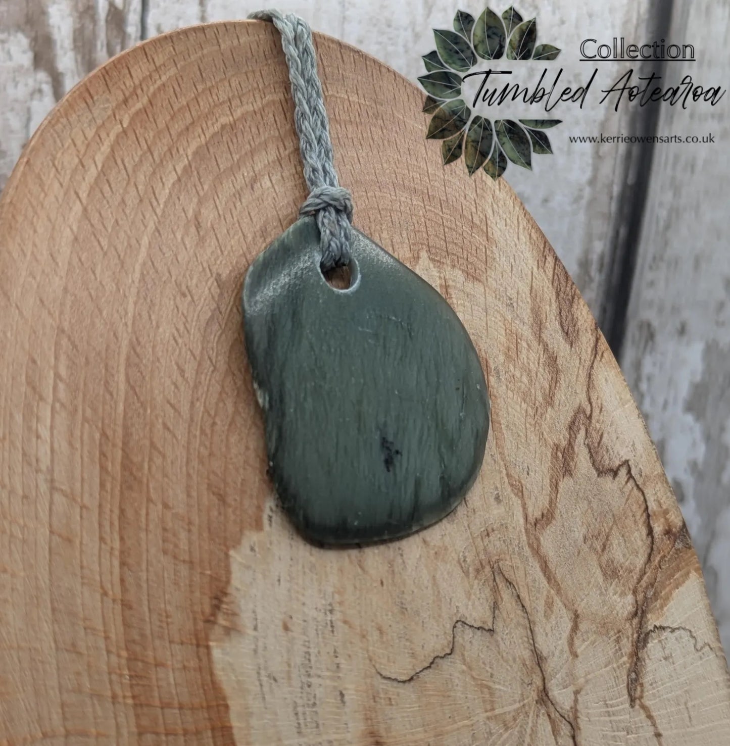 Tumble polished New Zealand Pounamu Jade Necklace – Raw Greenstone Offcut crystal Pendant on Cord, simple spiritual jewellery.