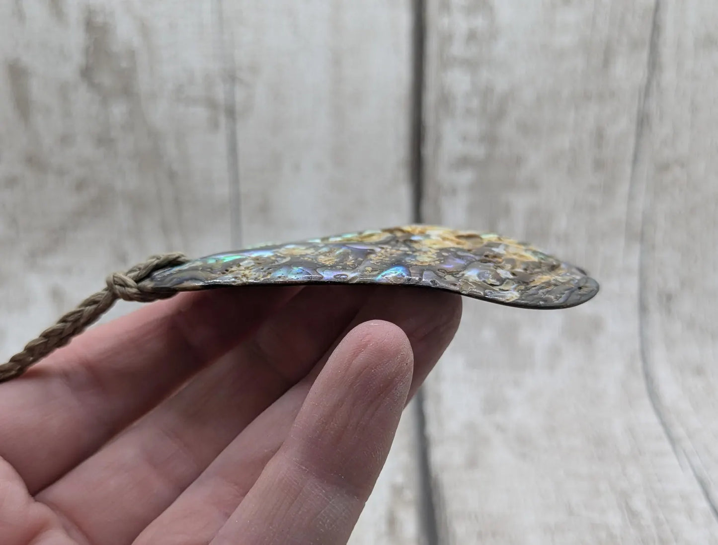 Large Freeform NZ Pāua Shell Pendant – Iridescent Abalone Statement Necklace, Natural statement Beach Jewellery.