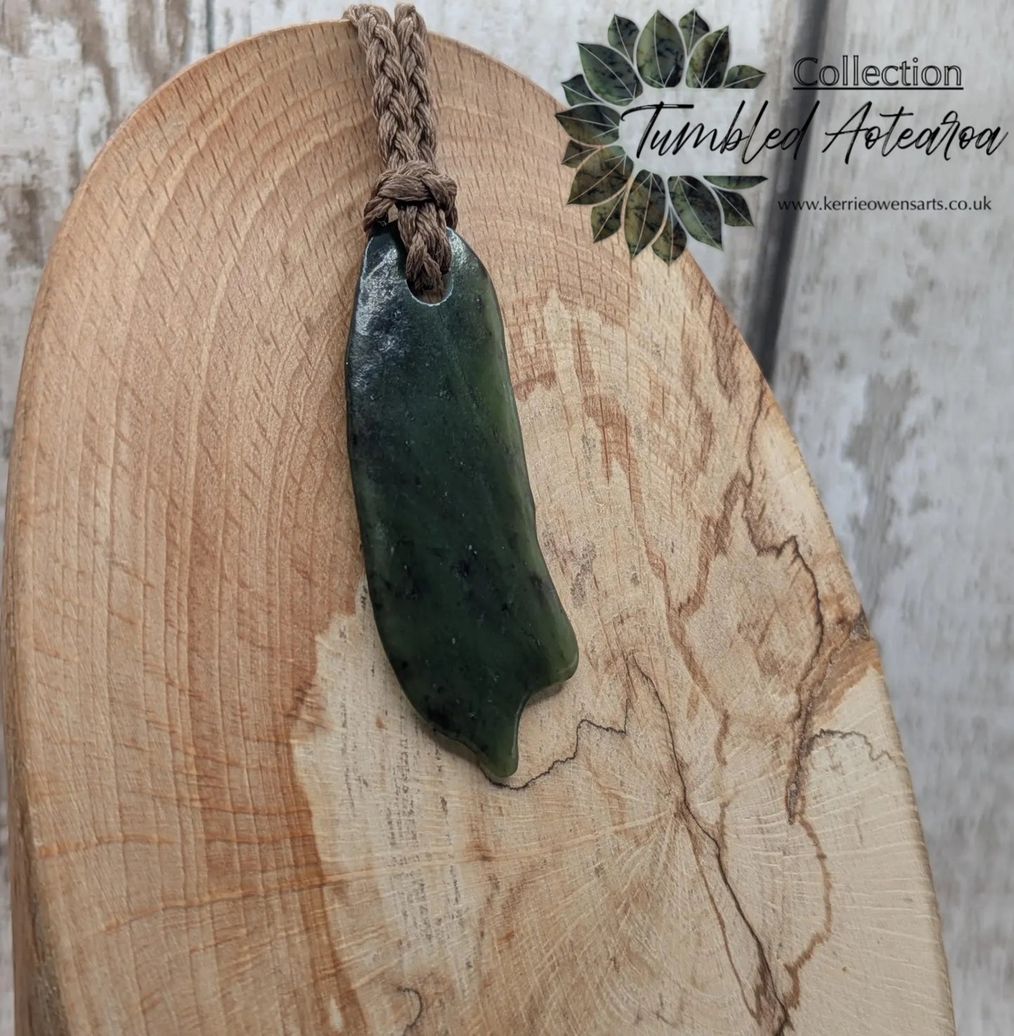 Tumble polished New Zealand Pounamu Jade Necklace – Raw Greenstone Offcut crystal Pendant on Cord, simple spiritual jewellery.