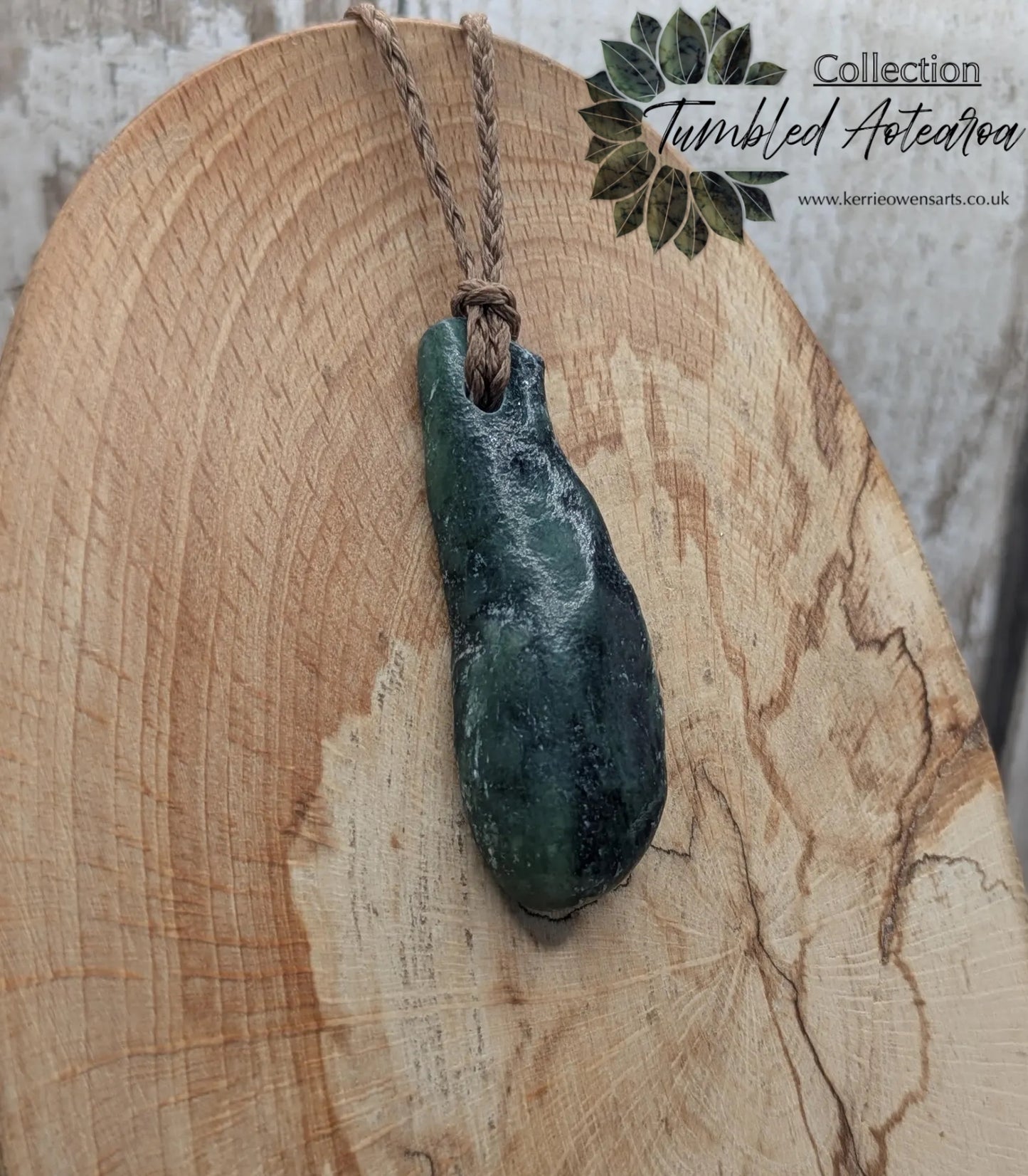 Tumble polished New Zealand Pounamu Jade Necklace – Raw Greenstone Offcut crystal Pendant on Cord, simple spiritual jewellery.