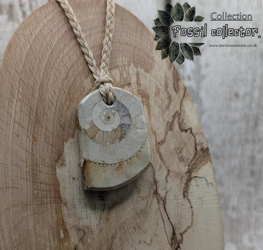 Jurassic Charmouth Ammonite Pendant – Calcite-Crystal in Limestone Fossil Necklace - Natural history - Fibonacci sequence amulet.
