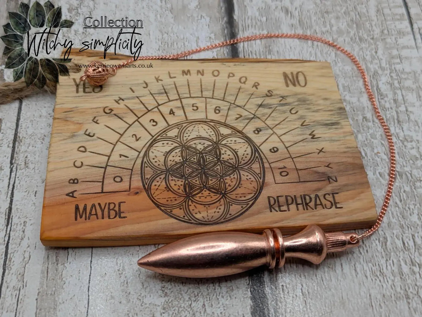 Yew wood travel sized yew wood pendulum board.