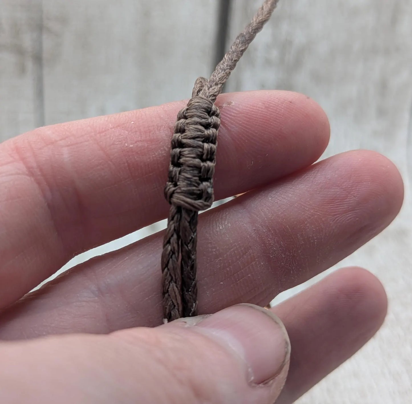 Copper beaded macramé woven adjustable bracelet.