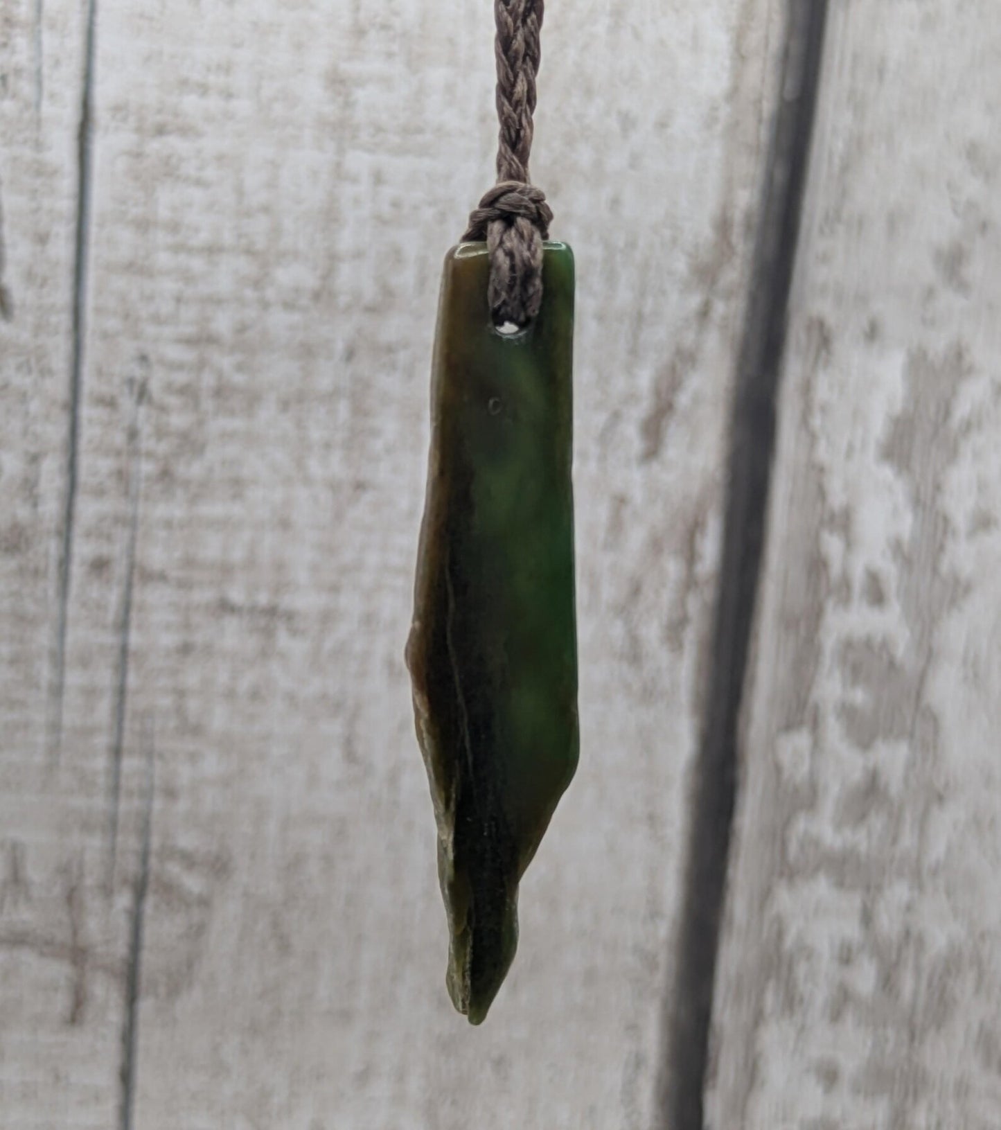 Tumble polished New Zealand Pounamu Jade Necklace – Raw Greenstone Offcut crystal Pendant on Cord, simple spiritual jewellery.