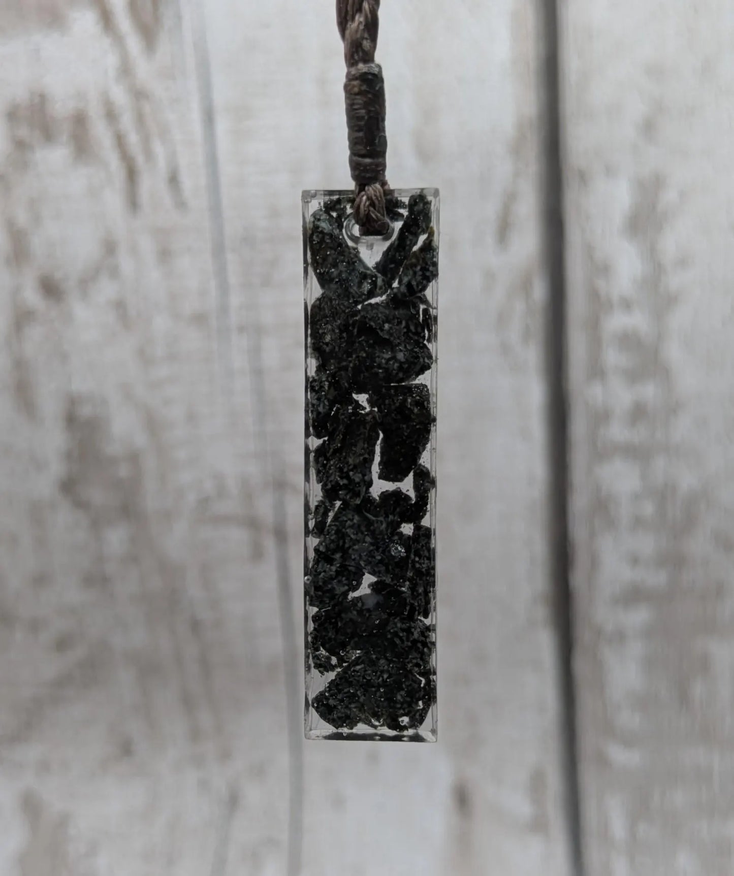 preselli bluestone Stonehenge rock pendant in resin.