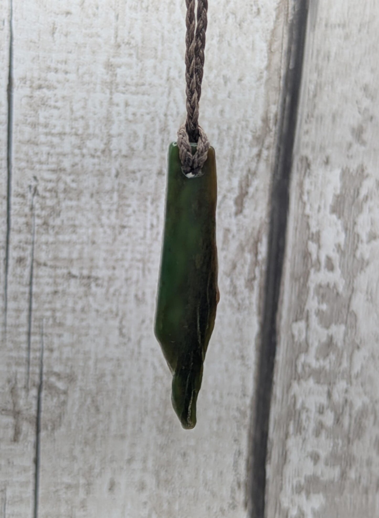 Tumble polished New Zealand Pounamu Jade Necklace – Raw Greenstone Offcut crystal Pendant on Cord, simple spiritual jewellery.