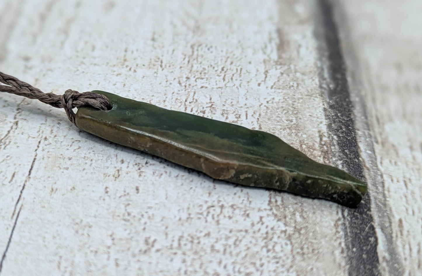 Tumble polished New Zealand Pounamu Jade Necklace – Raw Greenstone Offcut crystal Pendant on Cord, simple spiritual jewellery.