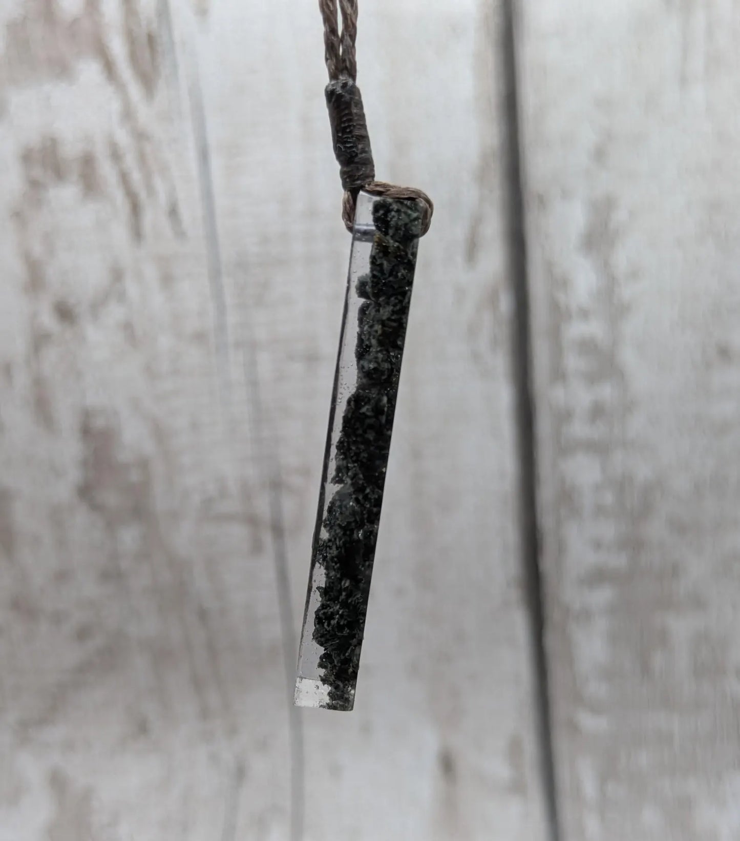 preselli bluestone Stonehenge rock pendant in resin.