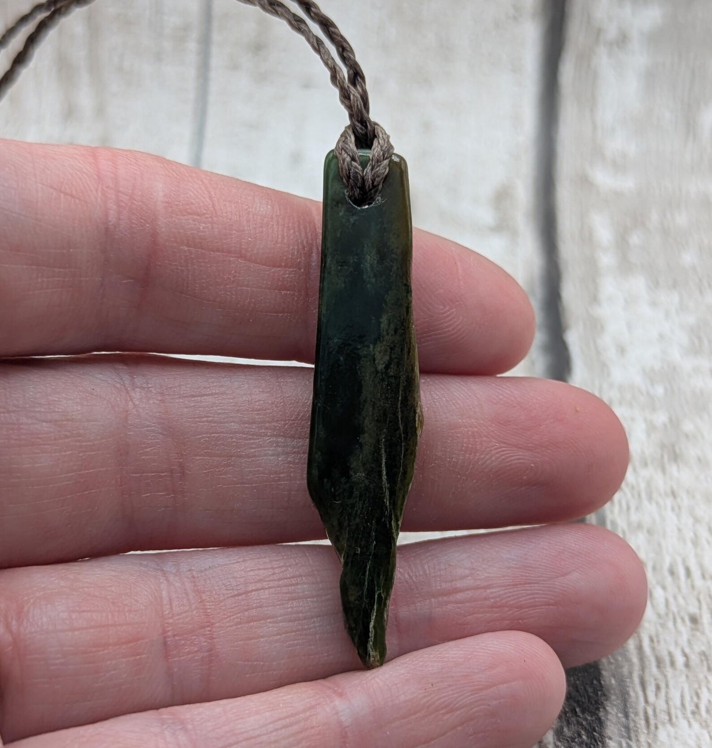 Tumble polished New Zealand Pounamu Jade Necklace – Raw Greenstone Offcut crystal Pendant on Cord, simple spiritual jewellery.