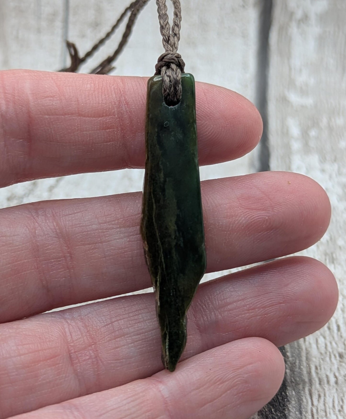 Tumble polished New Zealand Pounamu Jade Necklace – Raw Greenstone Offcut crystal Pendant on Cord, simple spiritual jewellery.