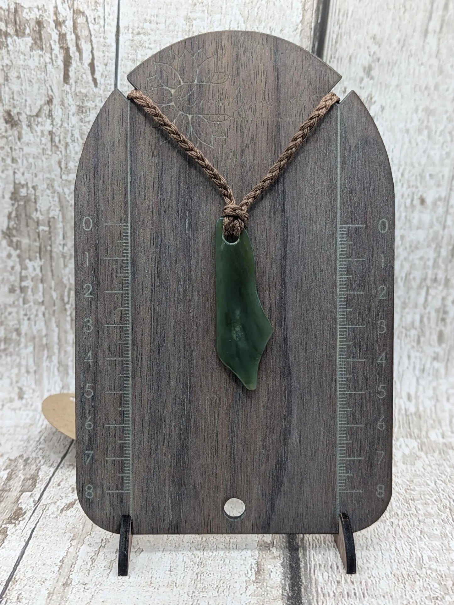Large tumble Polished new Zealand pounamu greenstone jade pendant.