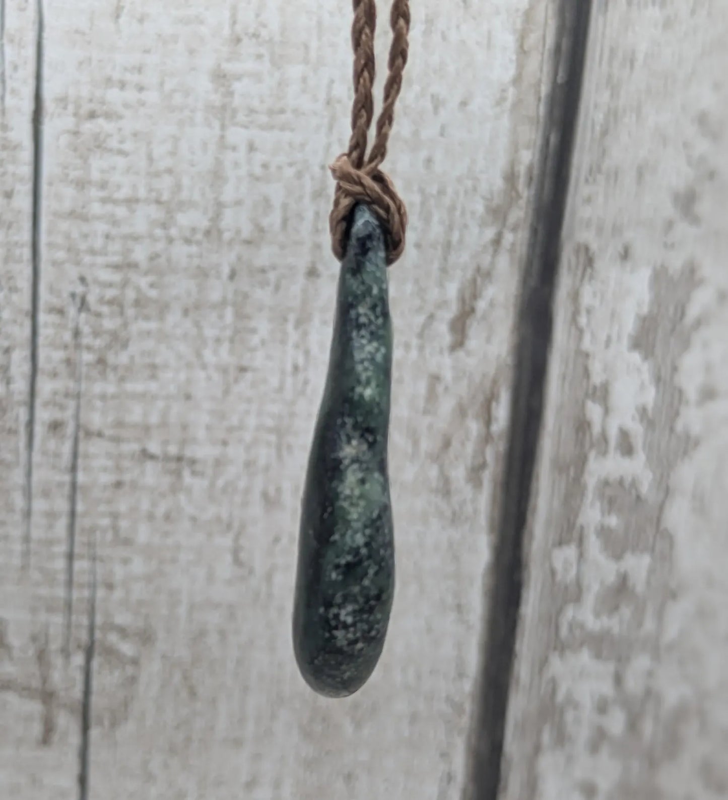 Tumble polished New Zealand Pounamu Jade Necklace – Raw Greenstone Offcut crystal Pendant on Cord, simple spiritual jewellery.