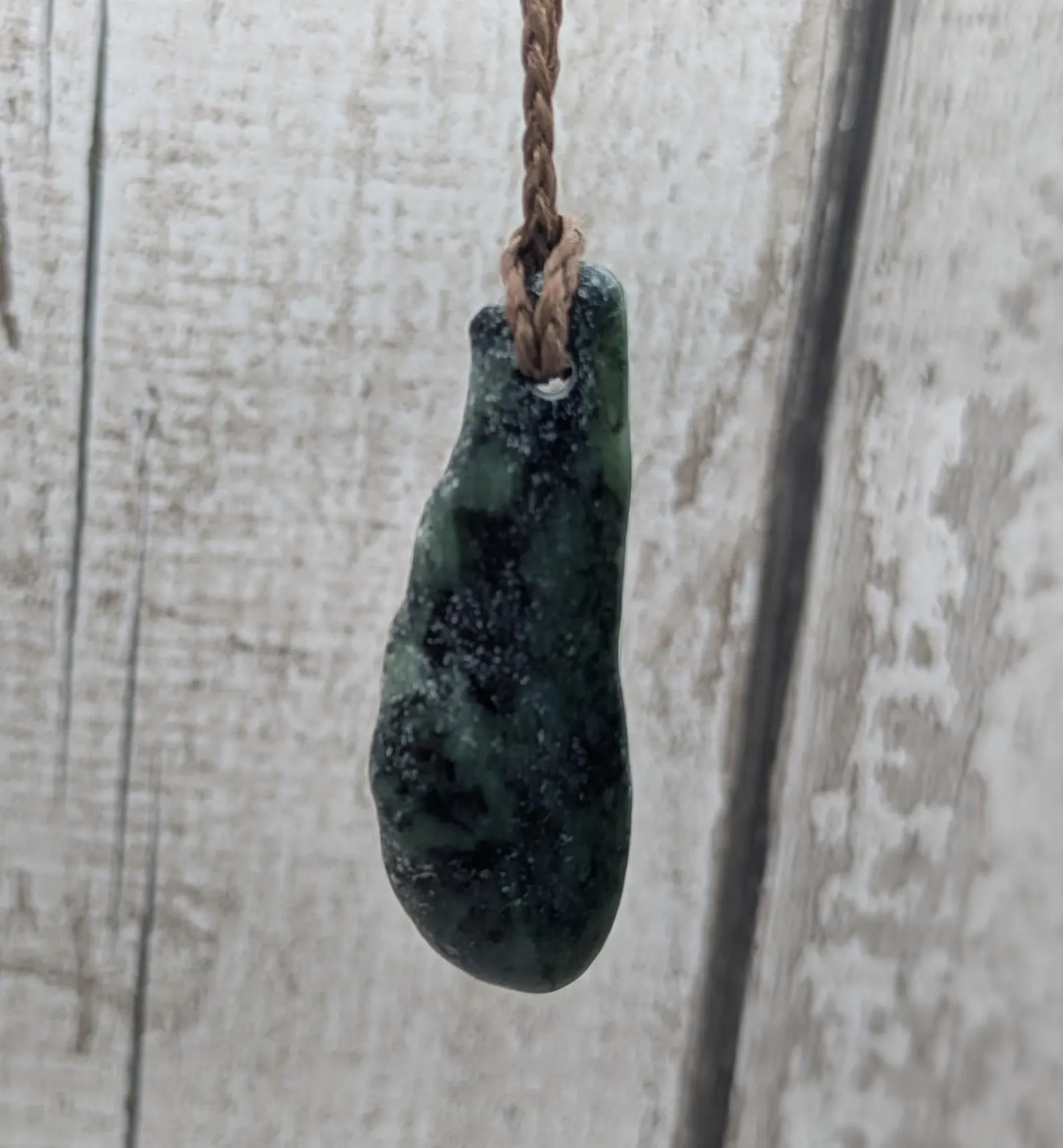 Tumble polished New Zealand Pounamu Jade Necklace – Raw Greenstone Offcut crystal Pendant on Cord, simple spiritual jewellery.