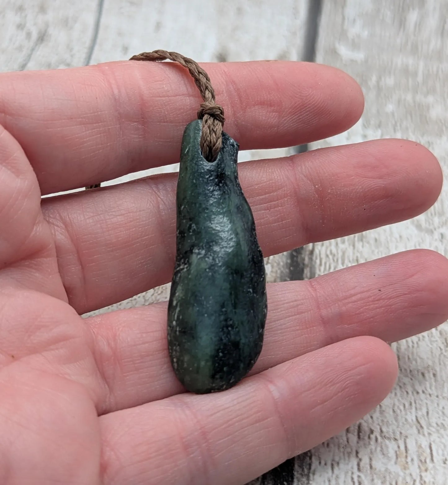 Tumble polished New Zealand Pounamu Jade Necklace – Raw Greenstone Offcut crystal Pendant on Cord, simple spiritual jewellery.