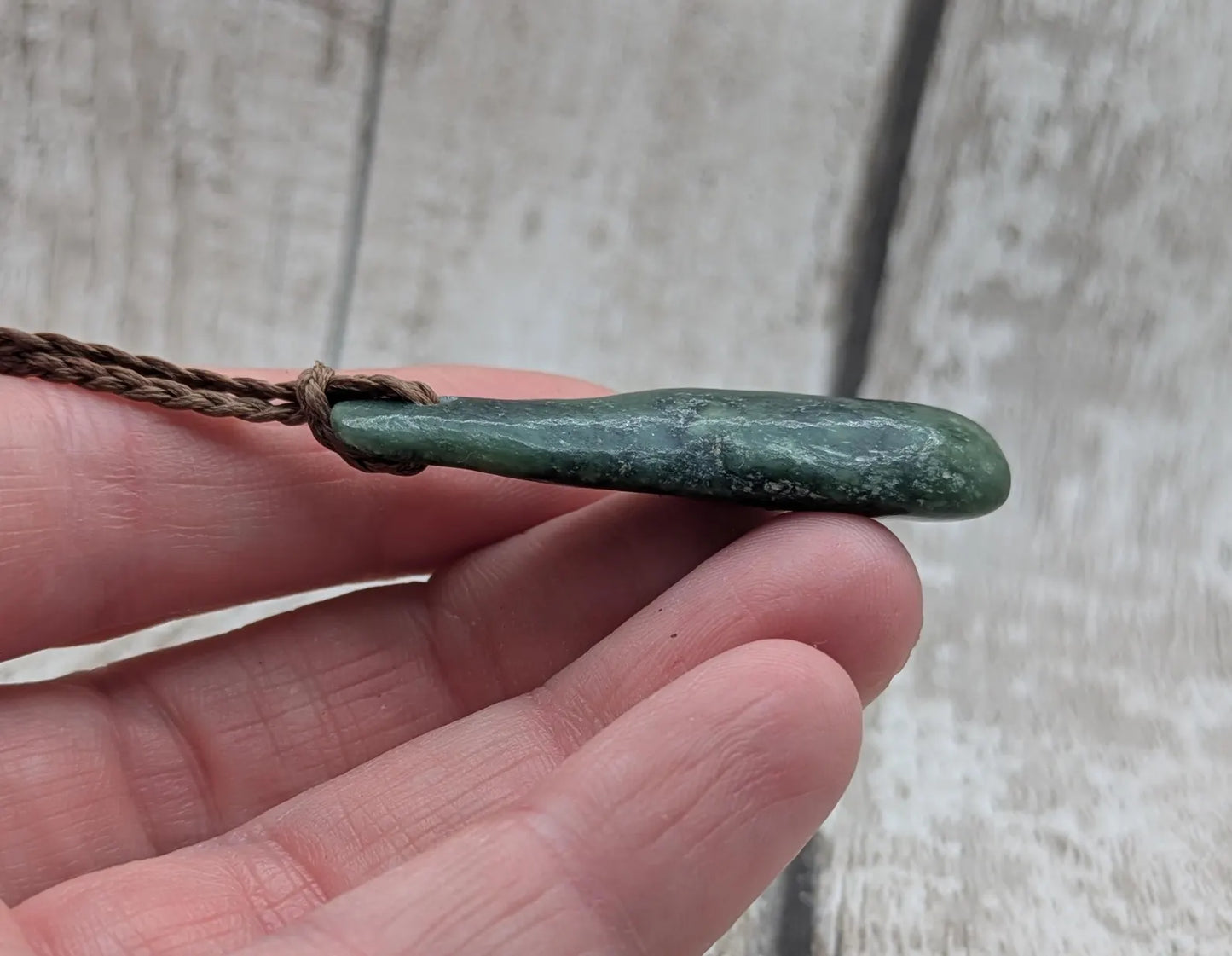 Tumble polished New Zealand Pounamu Jade Necklace – Raw Greenstone Offcut crystal Pendant on Cord, simple spiritual jewellery.