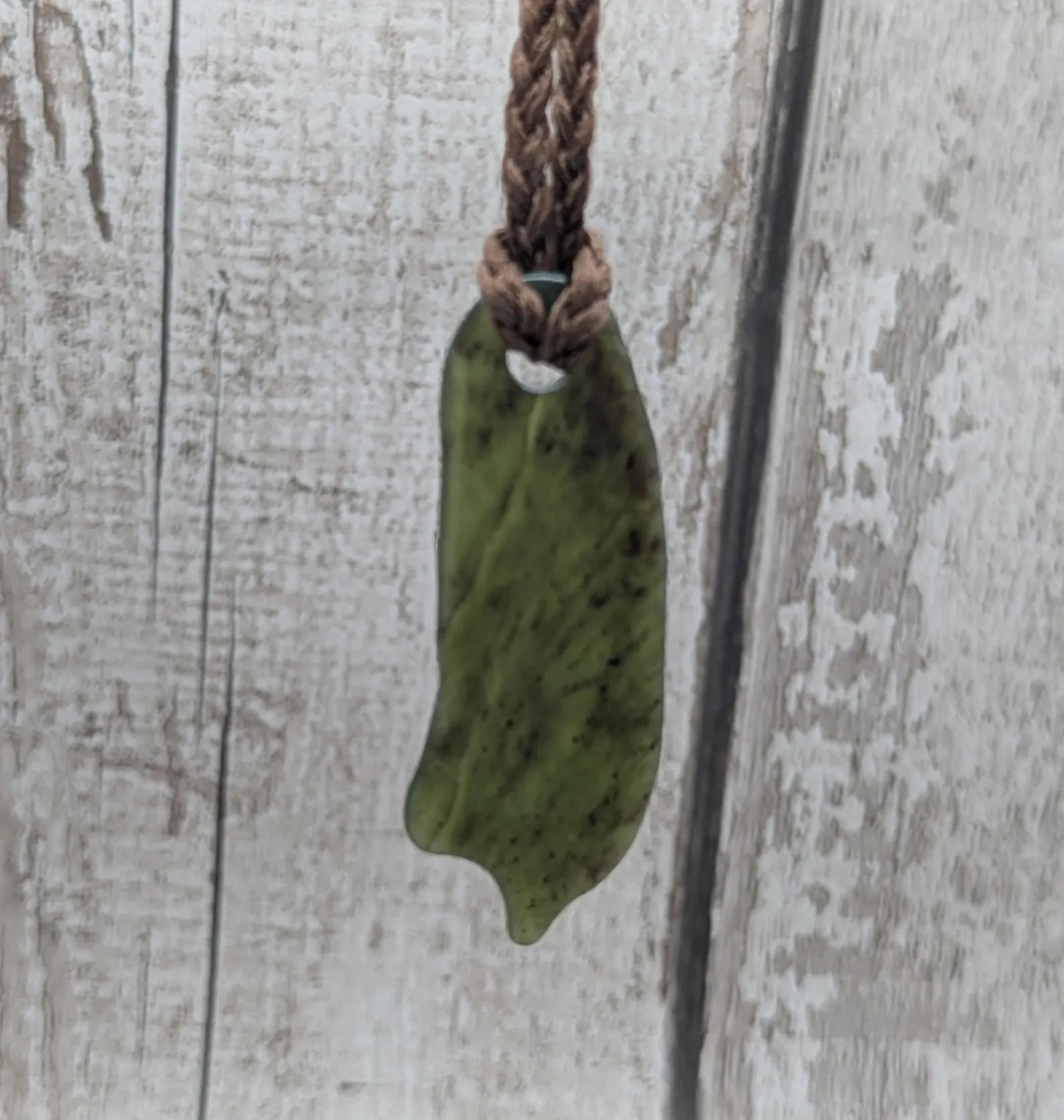Tumble polished New Zealand Pounamu Jade Necklace – Raw Greenstone Offcut crystal Pendant on Cord, simple spiritual jewellery.