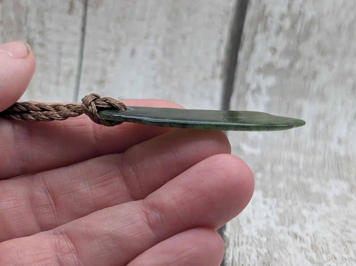 Tumble polished New Zealand Pounamu Jade Necklace – Raw Greenstone Offcut crystal Pendant on Cord, simple spiritual jewellery.