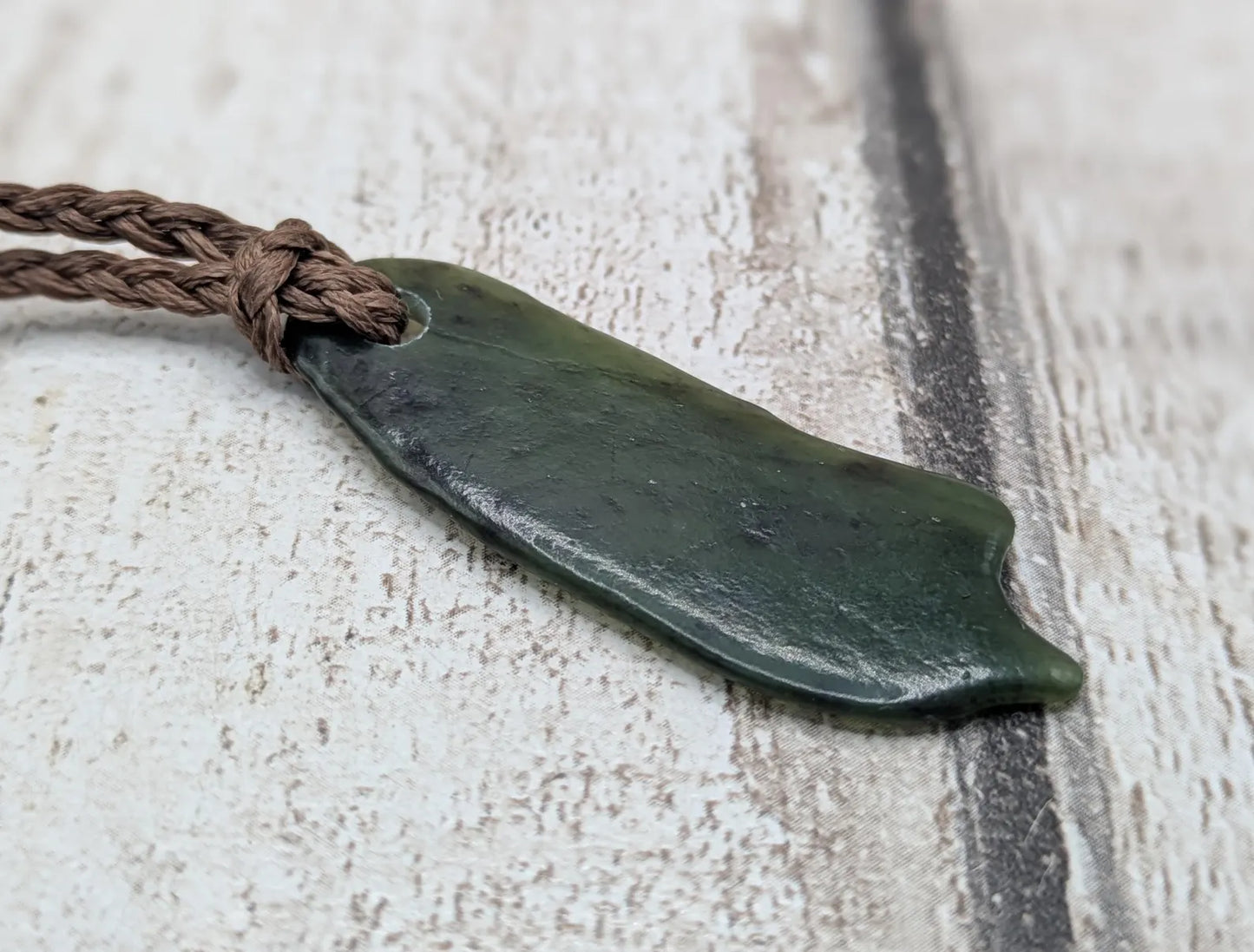 Tumble polished New Zealand Pounamu Jade Necklace – Raw Greenstone Offcut crystal Pendant on Cord, simple spiritual jewellery.