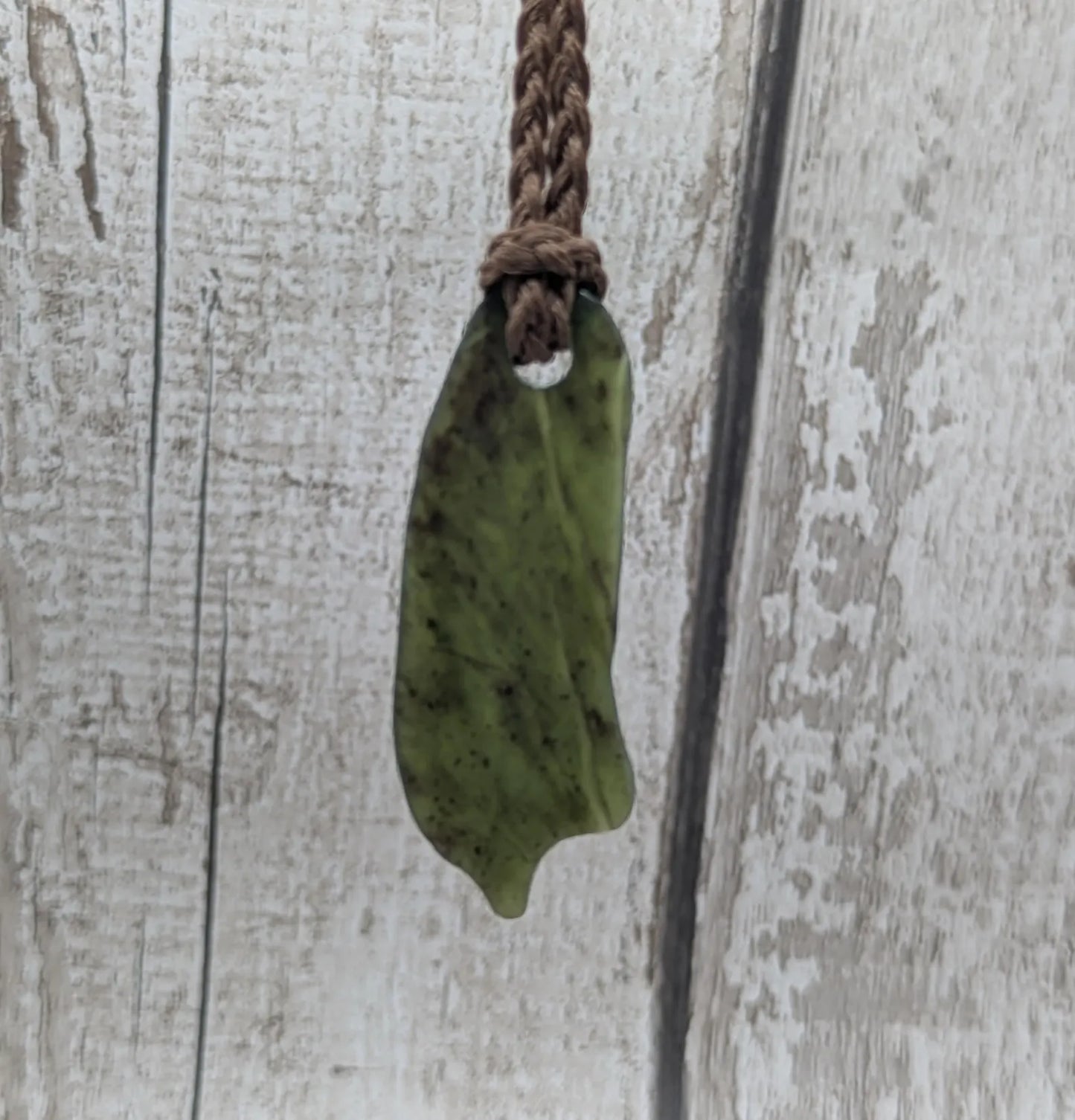 Tumble polished New Zealand Pounamu Jade Necklace – Raw Greenstone Offcut crystal Pendant on Cord, simple spiritual jewellery.