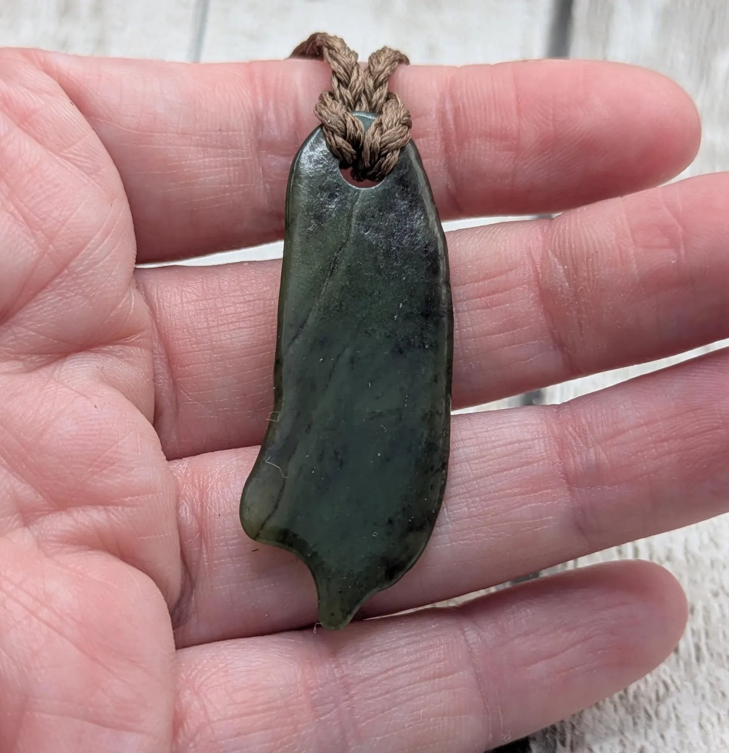 Tumble polished New Zealand Pounamu Jade Necklace – Raw Greenstone Offcut crystal Pendant on Cord, simple spiritual jewellery.