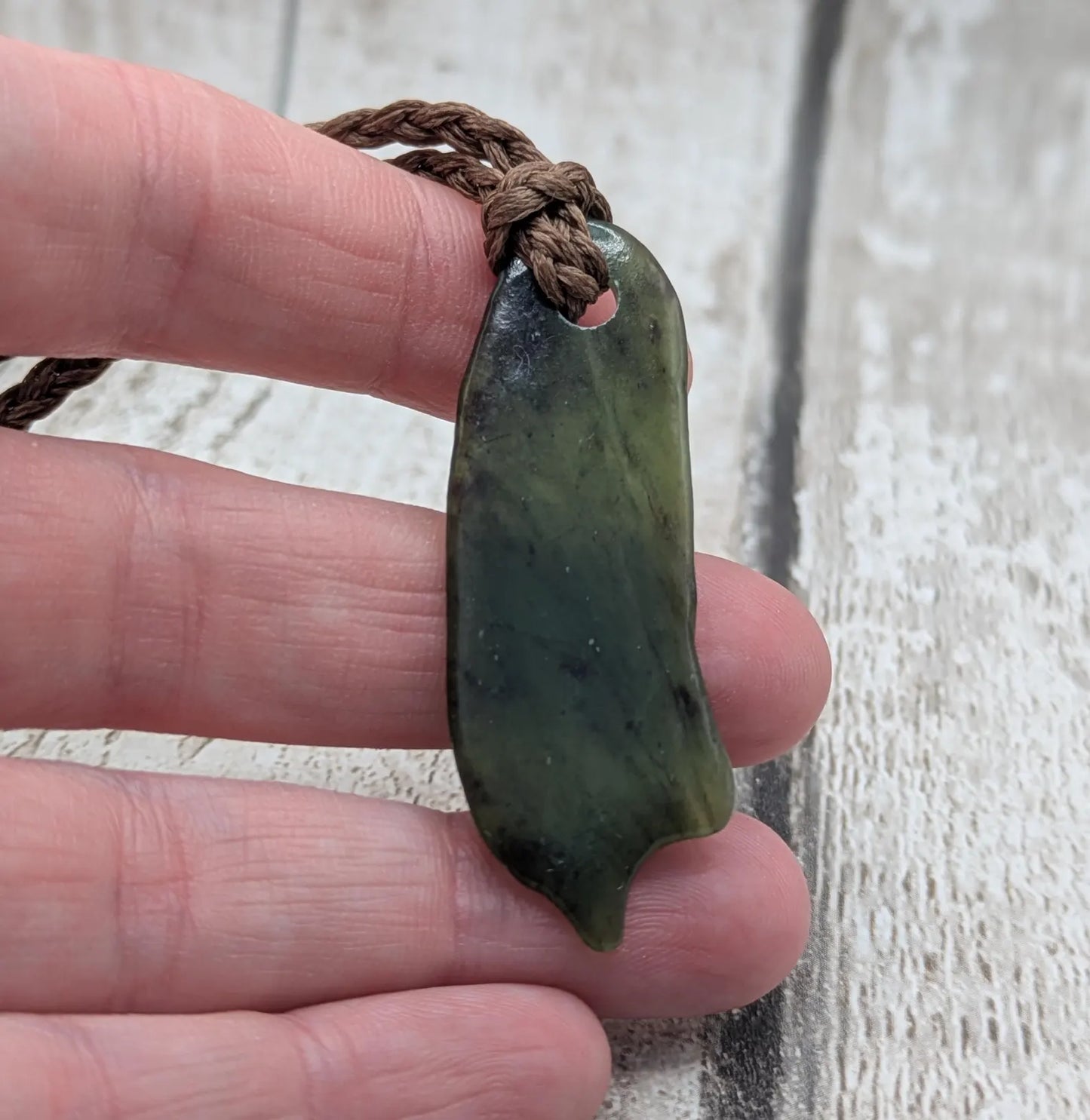 Tumble polished New Zealand Pounamu Jade Necklace – Raw Greenstone Offcut crystal Pendant on Cord, simple spiritual jewellery.