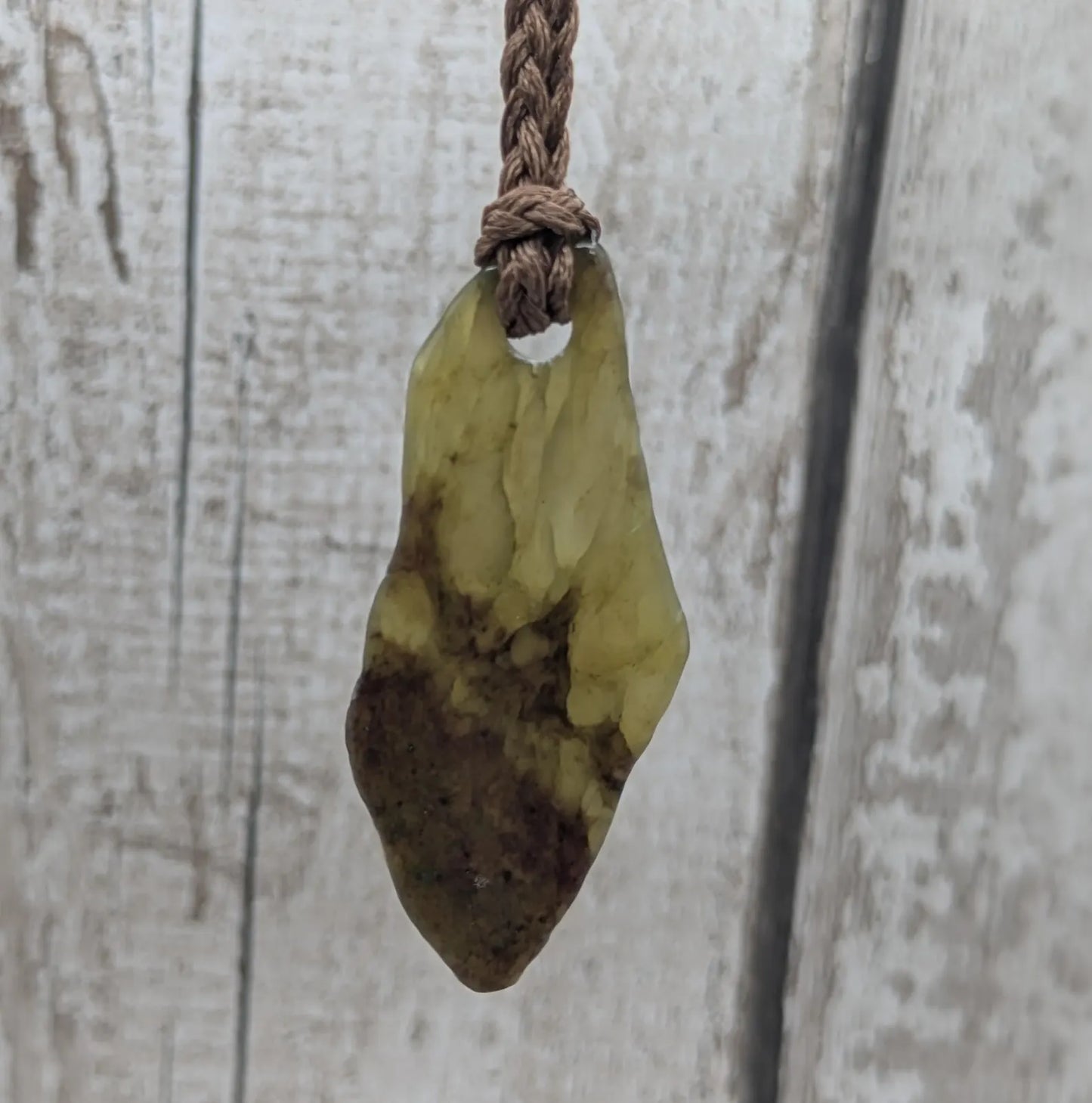 Tumble polished New Zealand Pounamu Jade Necklace – Raw Greenstone Offcut crystal Pendant on Cord, simple spiritual jewellery.