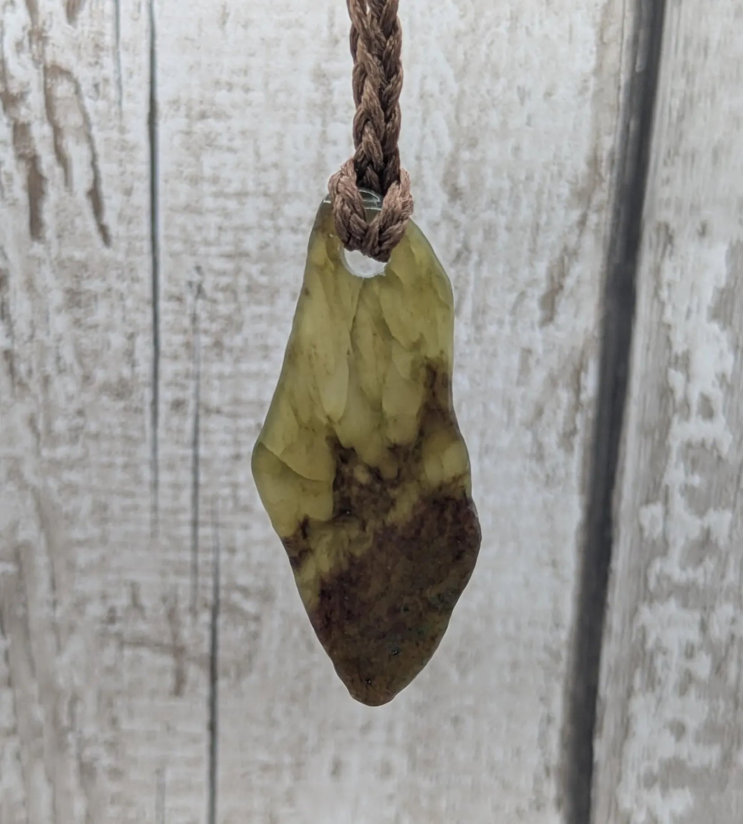Tumble polished New Zealand Pounamu Jade Necklace – Raw Greenstone Offcut crystal Pendant on Cord, simple spiritual jewellery.