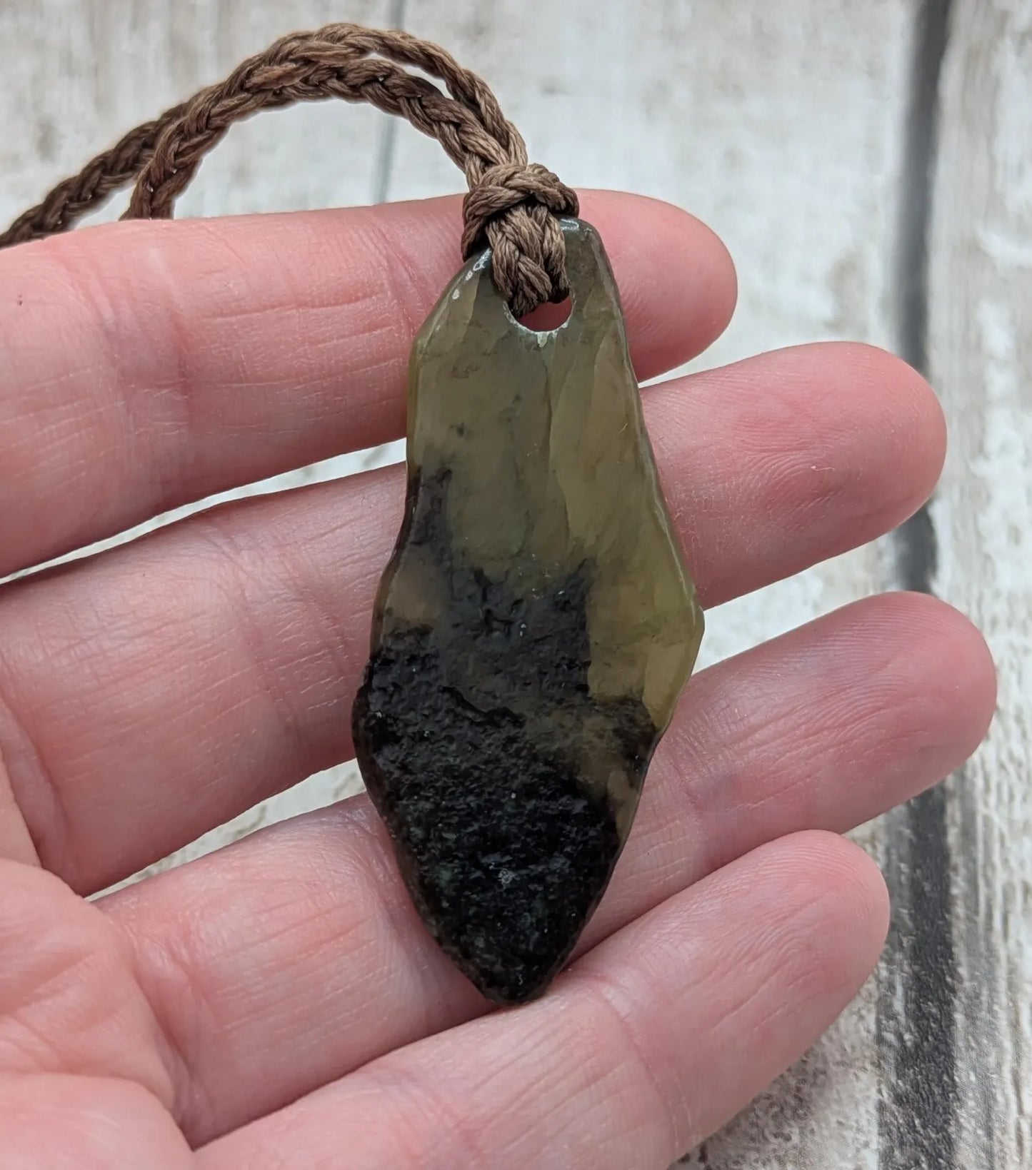 Tumble polished New Zealand Pounamu Jade Necklace – Raw Greenstone Offcut crystal Pendant on Cord, simple spiritual jewellery.