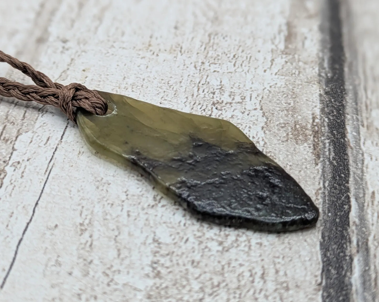 Tumble polished New Zealand Pounamu Jade Necklace – Raw Greenstone Offcut crystal Pendant on Cord, simple spiritual jewellery.
