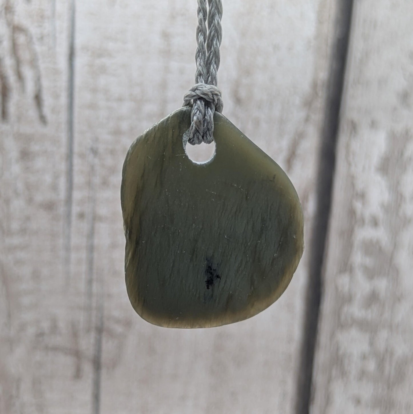 Tumble polished New Zealand Pounamu Jade Necklace – Raw Greenstone Offcut crystal Pendant on Cord, simple spiritual jewellery.