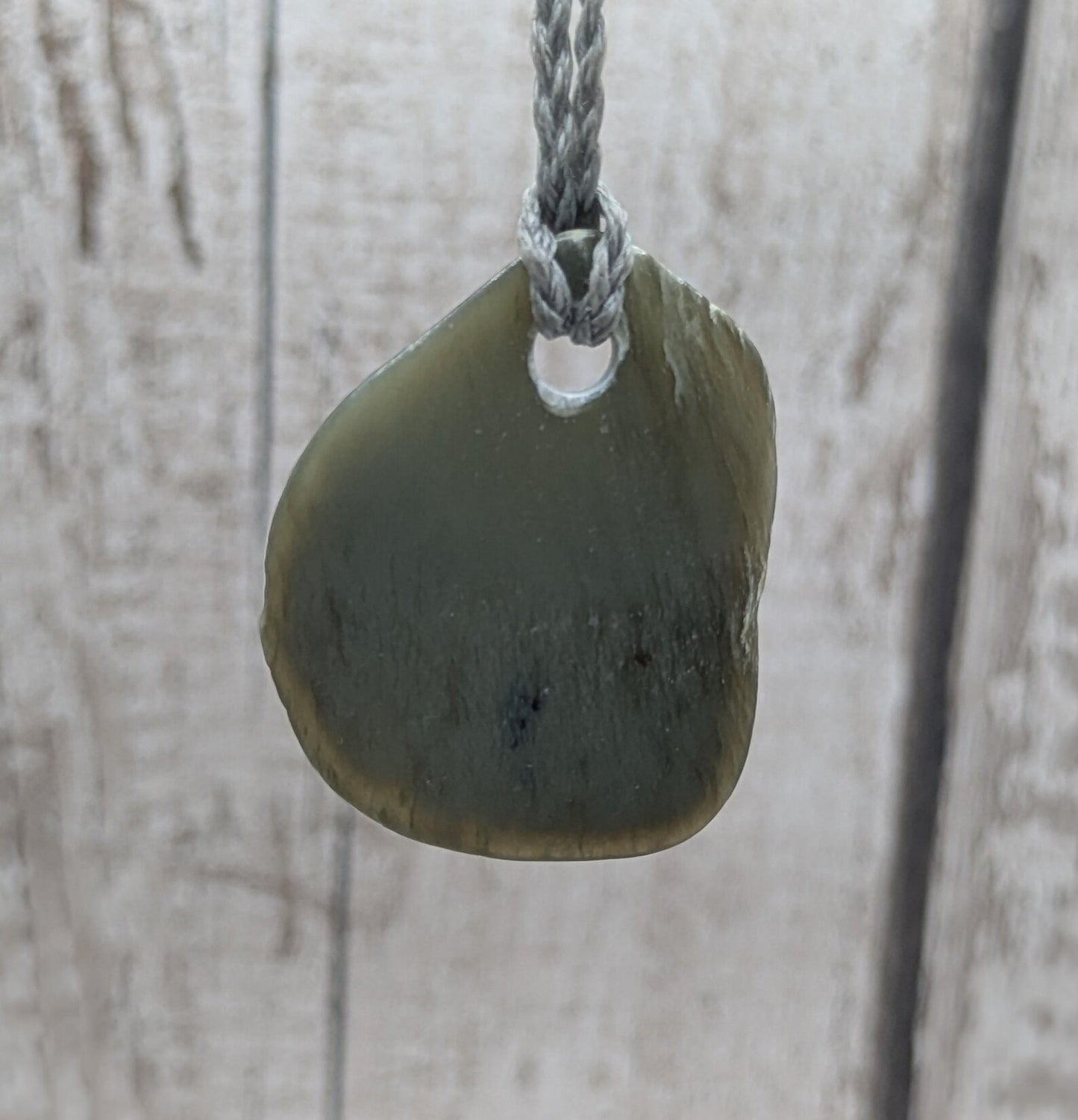 Tumble polished New Zealand Pounamu Jade Necklace – Raw Greenstone Offcut crystal Pendant on Cord, simple spiritual jewellery.