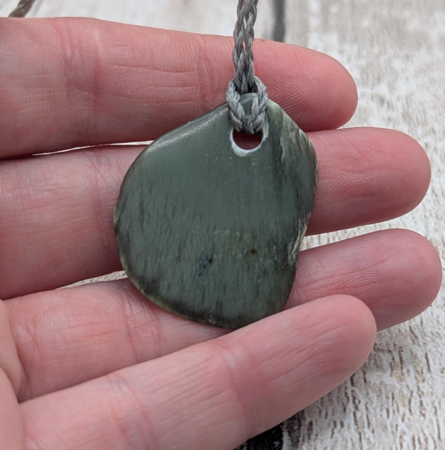 Tumble polished New Zealand Pounamu Jade Necklace – Raw Greenstone Offcut crystal Pendant on Cord, simple spiritual jewellery.