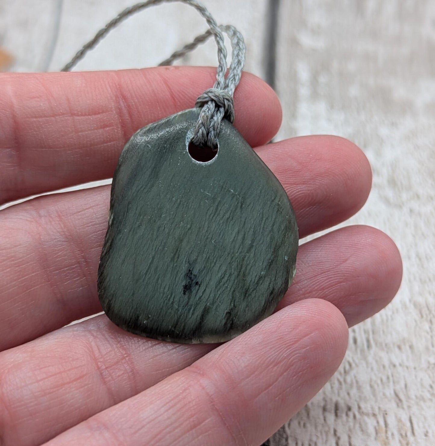 Tumble polished New Zealand Pounamu Jade Necklace – Raw Greenstone Offcut crystal Pendant on Cord, simple spiritual jewellery.