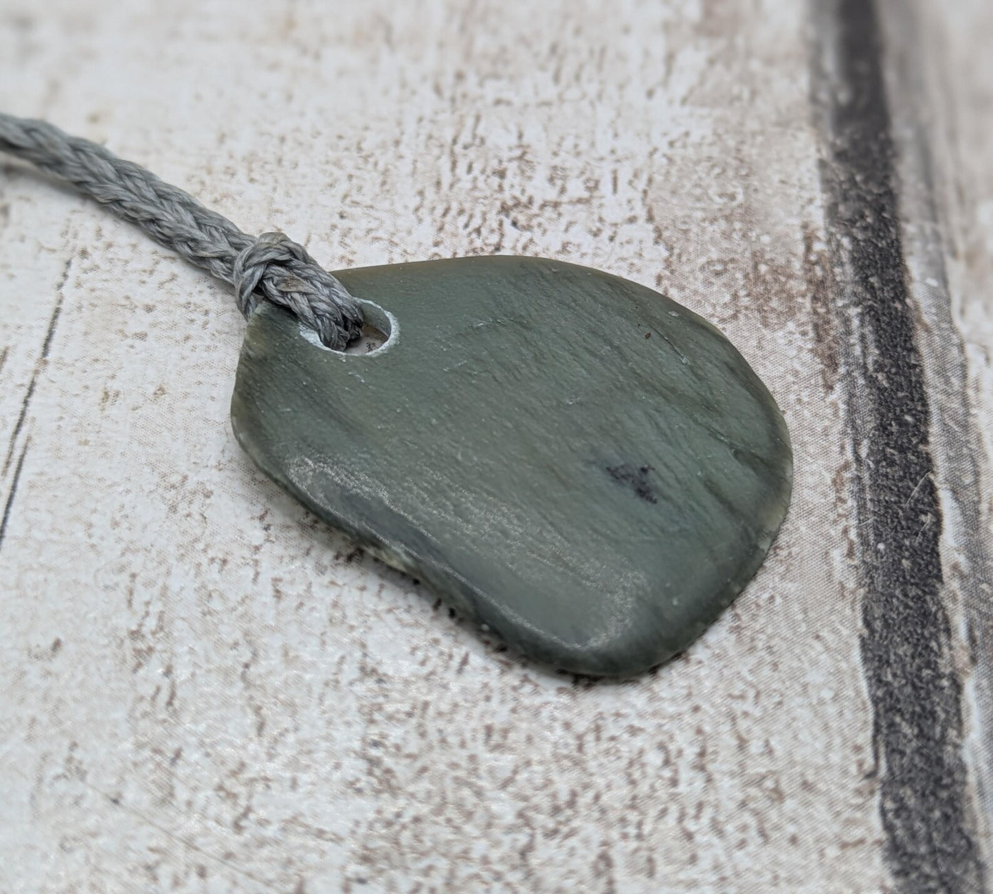 Tumble polished New Zealand Pounamu Jade Necklace – Raw Greenstone Offcut crystal Pendant on Cord, simple spiritual jewellery.