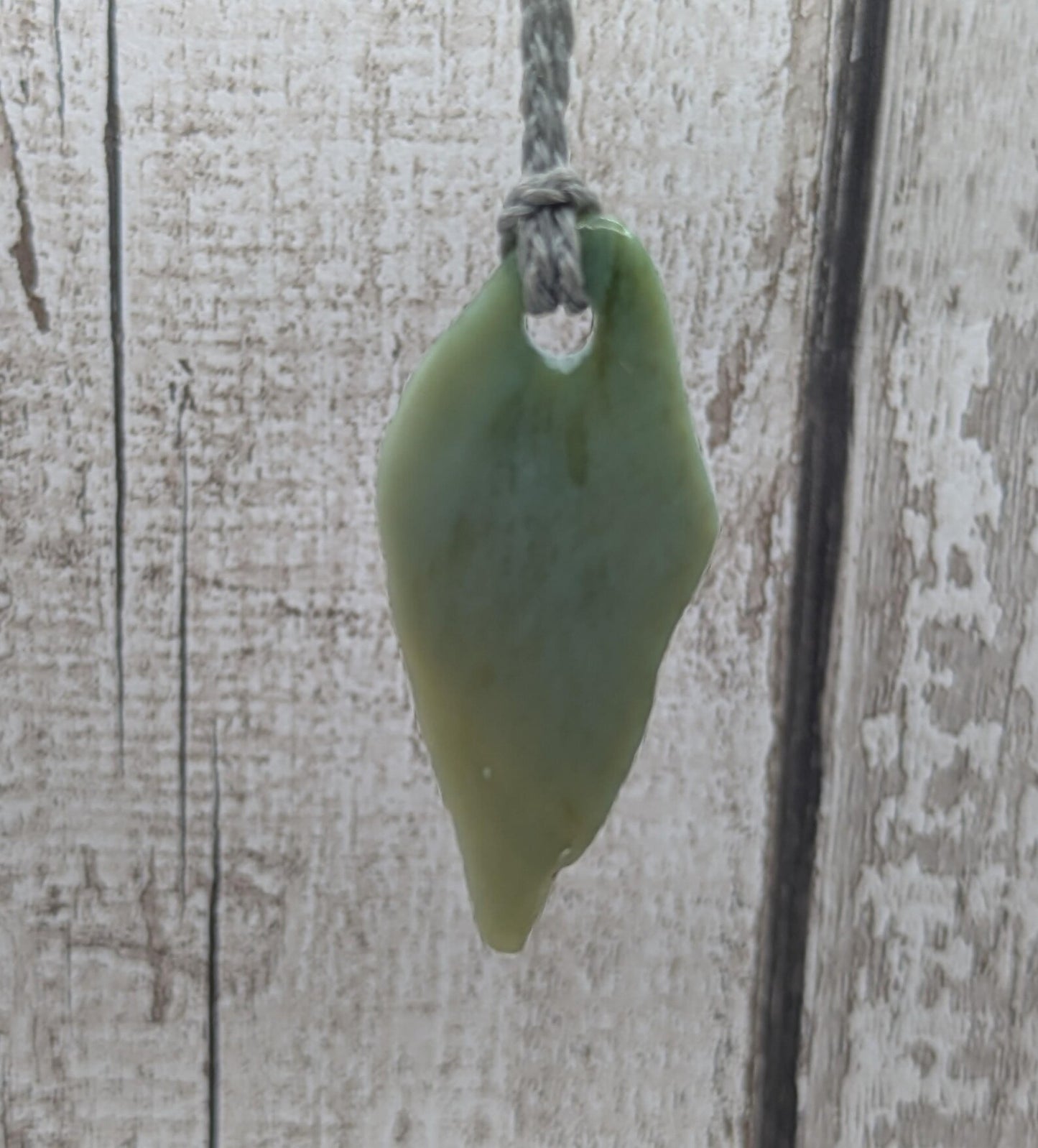 Tumble polished New Zealand Pounamu Jade Necklace – Raw Greenstone Offcut crystal Pendant on Cord, simple spiritual jewellery.
