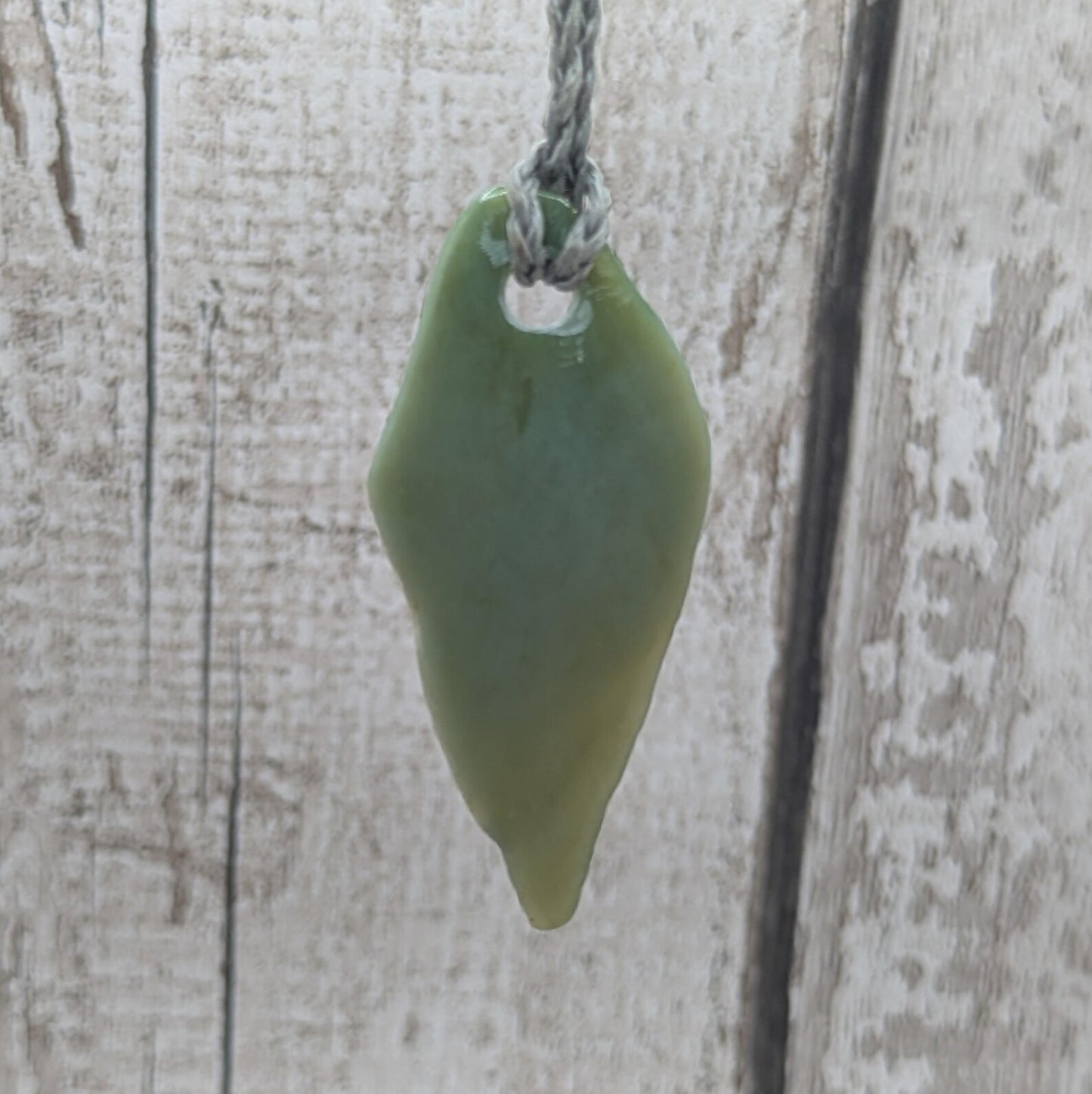 Tumble polished New Zealand Pounamu Jade Necklace – Raw Greenstone Offcut crystal Pendant on Cord, simple spiritual jewellery.