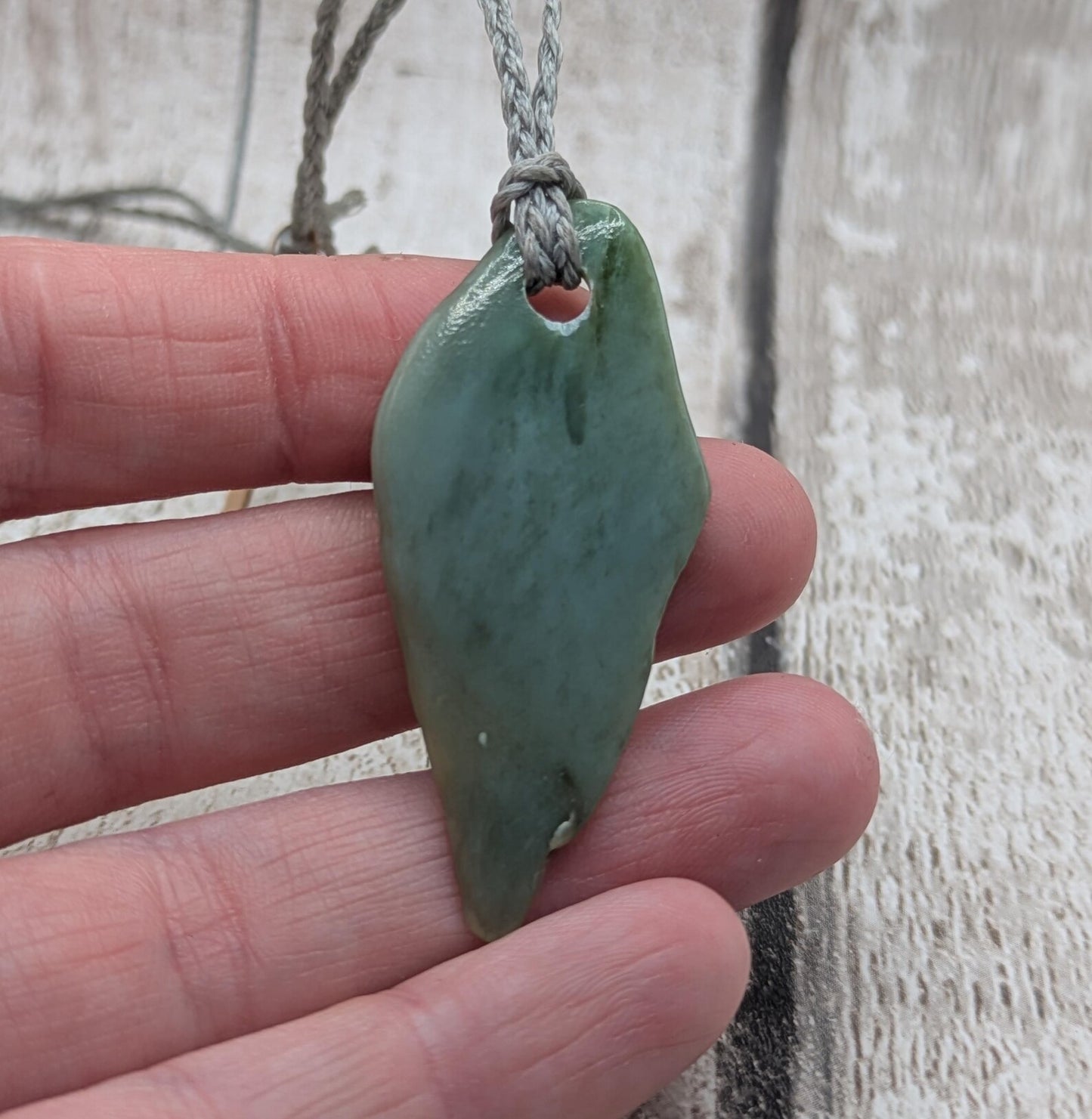 Tumble polished New Zealand Pounamu Jade Necklace – Raw Greenstone Offcut crystal Pendant on Cord, simple spiritual jewellery.