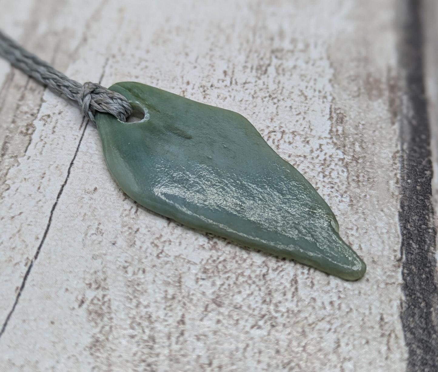 Tumble polished New Zealand Pounamu Jade Necklace – Raw Greenstone Offcut crystal Pendant on Cord, simple spiritual jewellery.