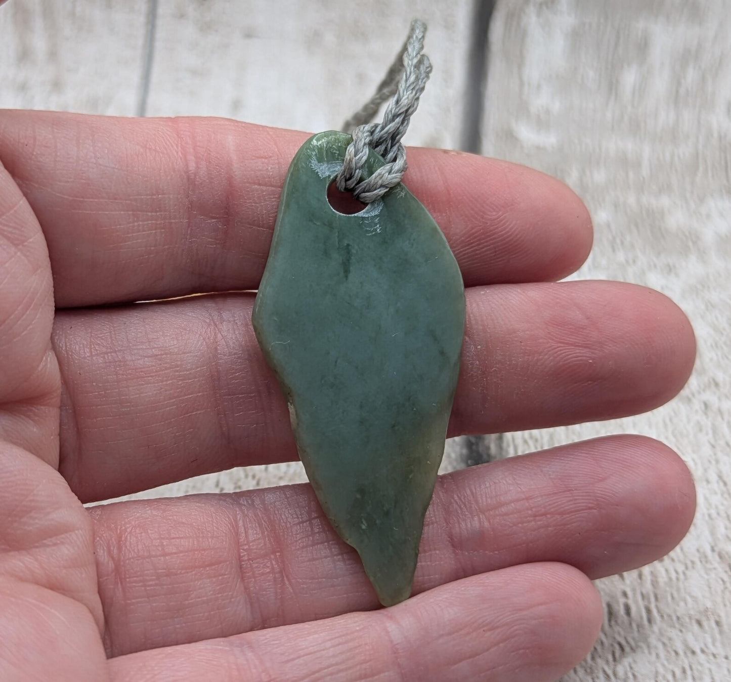 Tumble polished New Zealand Pounamu Jade Necklace – Raw Greenstone Offcut crystal Pendant on Cord, simple spiritual jewellery.
