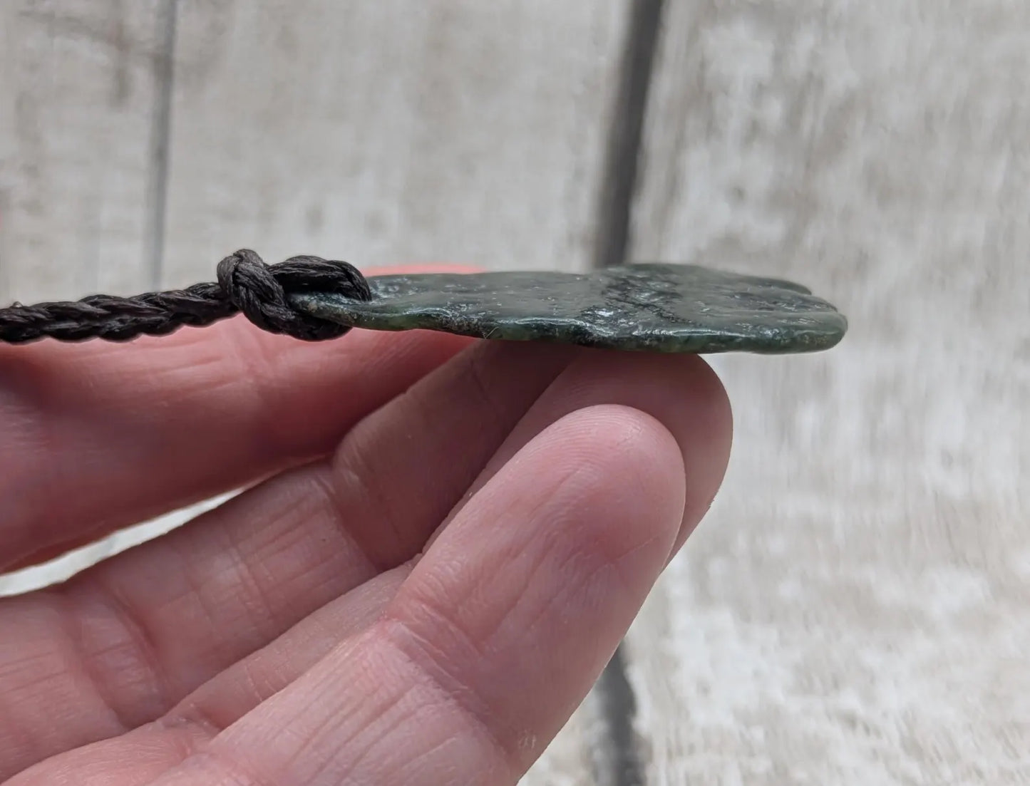 Tumble polished New Zealand Pounamu Jade Necklace – Raw Greenstone Offcut crystal Pendant on Cord, simple spiritual jewellery.