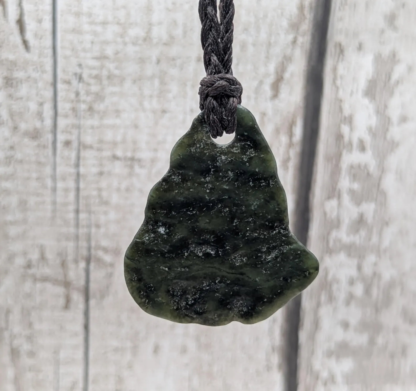 Tumble polished New Zealand Pounamu Jade Necklace – Raw Greenstone Offcut crystal Pendant on Cord, simple spiritual jewellery.