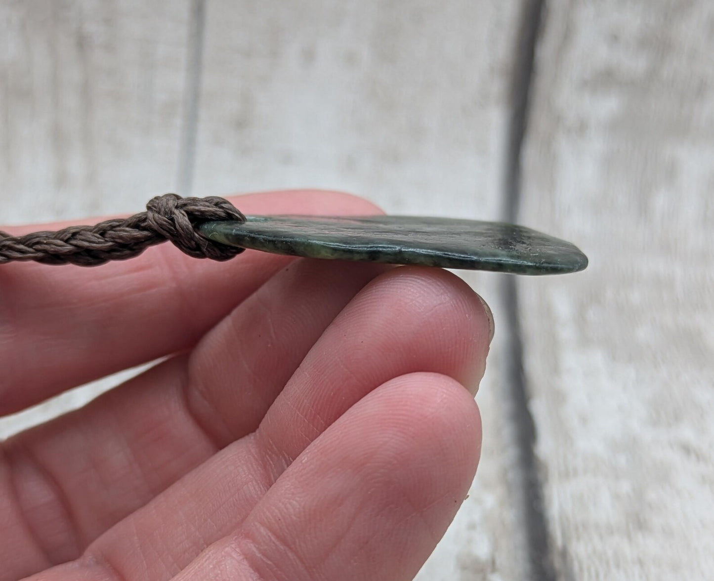 Tumble polished New Zealand Pounamu Jade Necklace – Raw Greenstone Offcut crystal Pendant on Cord, simple spiritual jewellery.