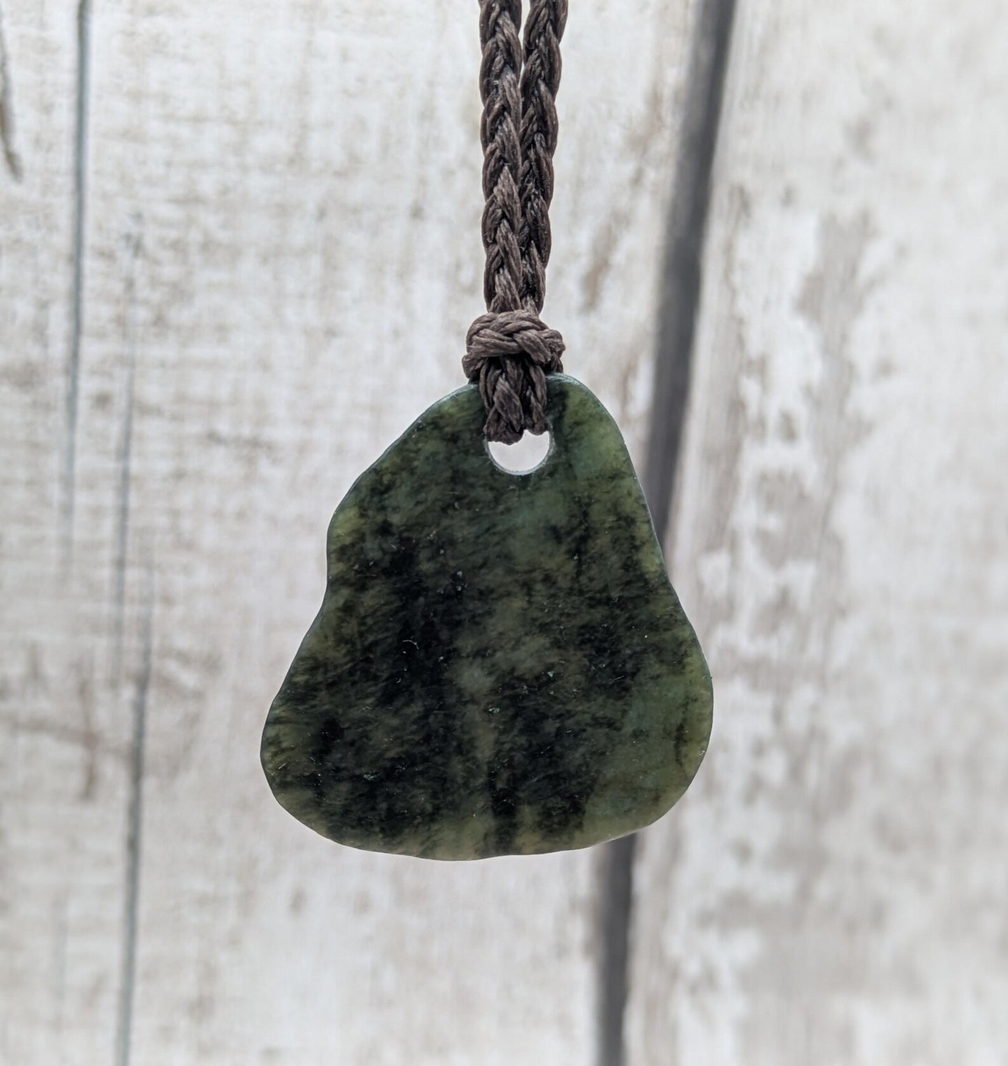 Tumble polished New Zealand Pounamu Jade Necklace – Raw Greenstone Offcut crystal Pendant on Cord, simple spiritual jewellery.