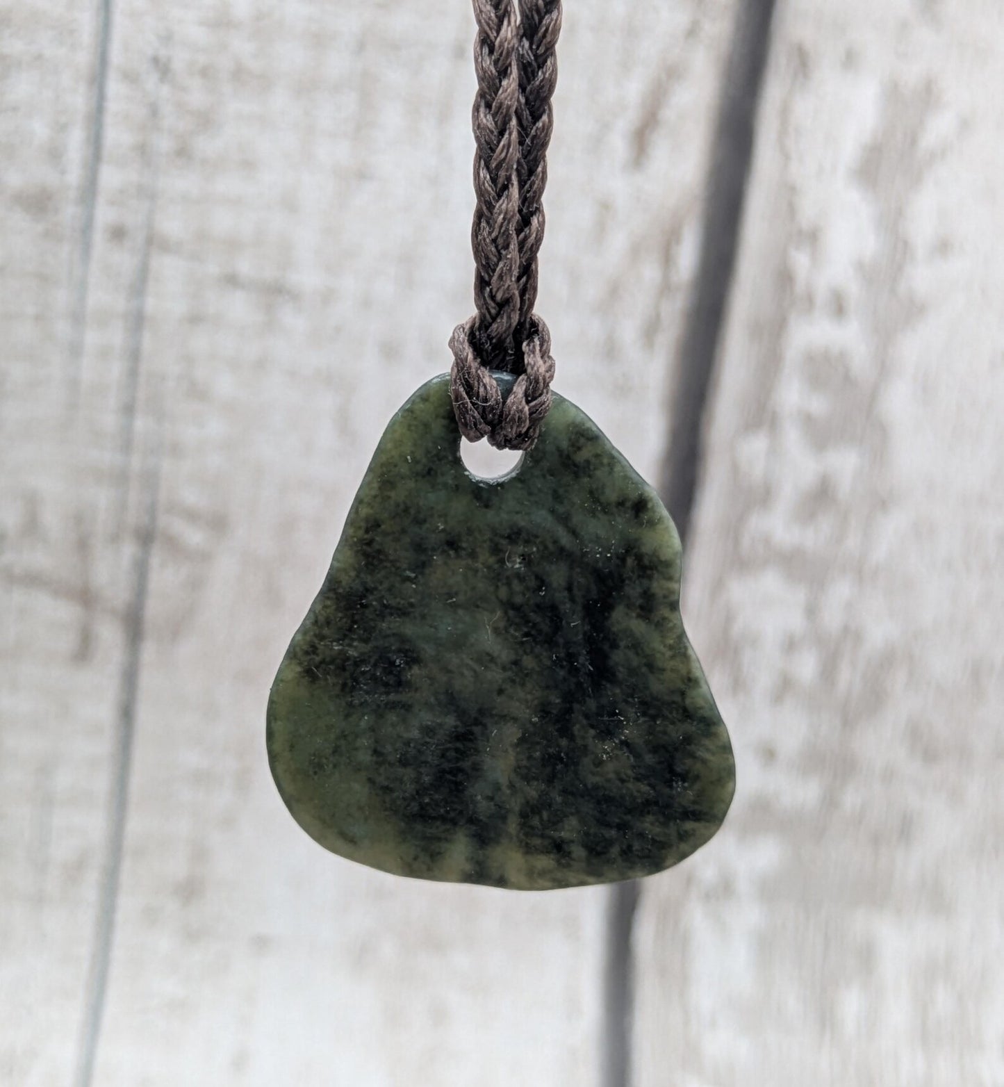 Tumble polished New Zealand Pounamu Jade Necklace – Raw Greenstone Offcut crystal Pendant on Cord, simple spiritual jewellery.