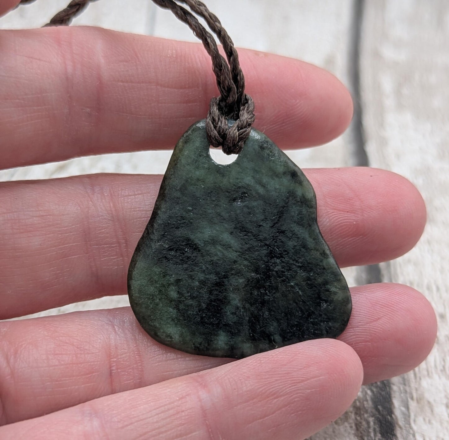 Tumble polished New Zealand Pounamu Jade Necklace – Raw Greenstone Offcut crystal Pendant on Cord, simple spiritual jewellery.
