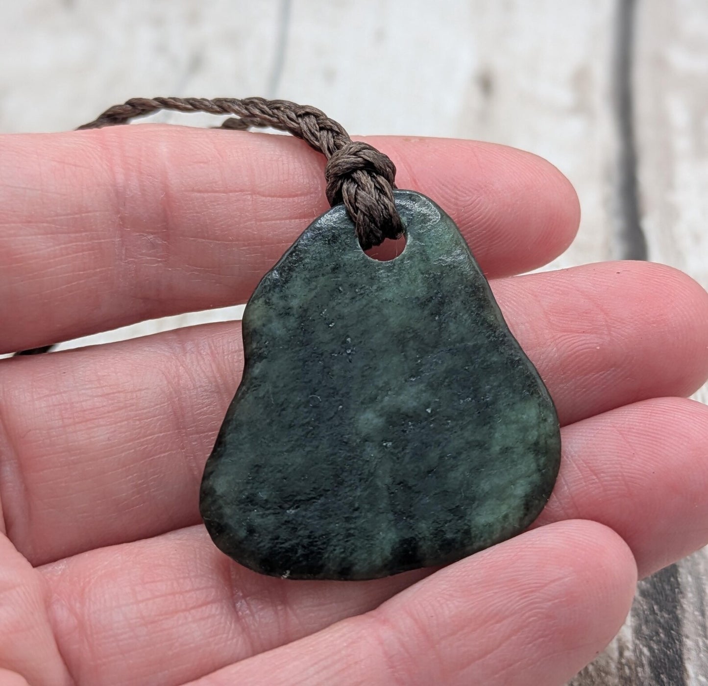 Tumble polished New Zealand Pounamu Jade Necklace – Raw Greenstone Offcut crystal Pendant on Cord, simple spiritual jewellery.