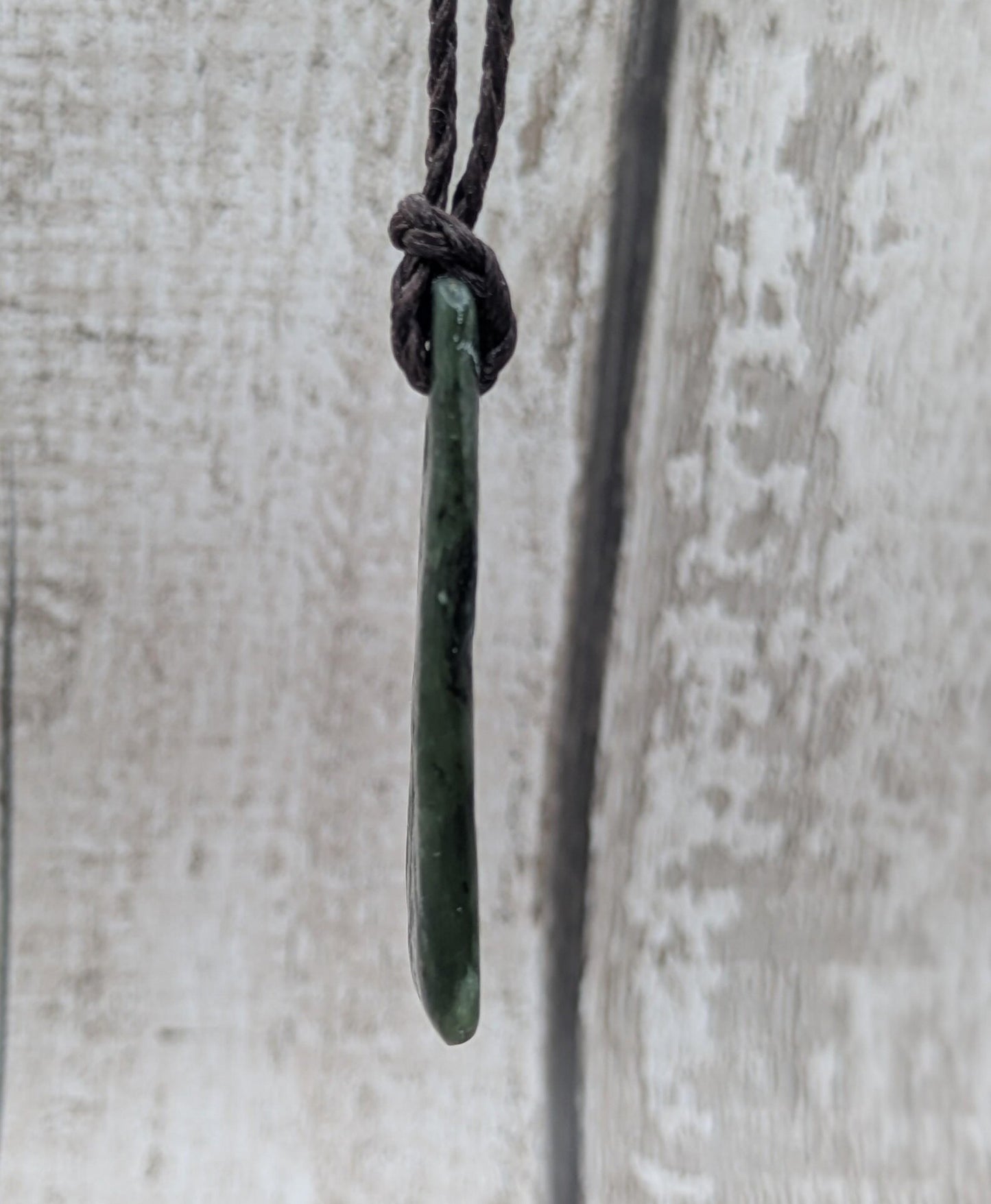 Tumble polished New Zealand Pounamu Jade Necklace – Raw Greenstone Offcut crystal Pendant on Cord, simple spiritual jewellery.